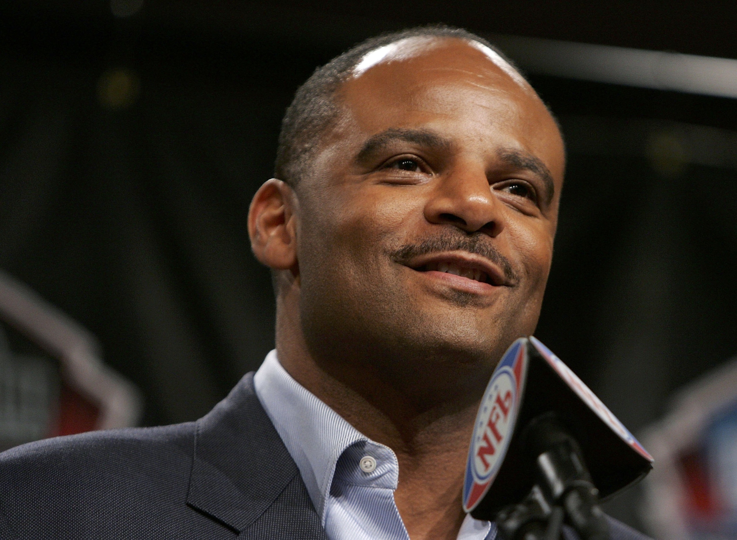 DETROIT - FEBRUARY 4:  Quarterback Warren Moon speaks during a press conference after being elected to the NFL Hall of Fame February 4, 2006 at the Renaissance Center in Detroit, Michigan.  (Photo by Jonathan Daniel/Getty Images)