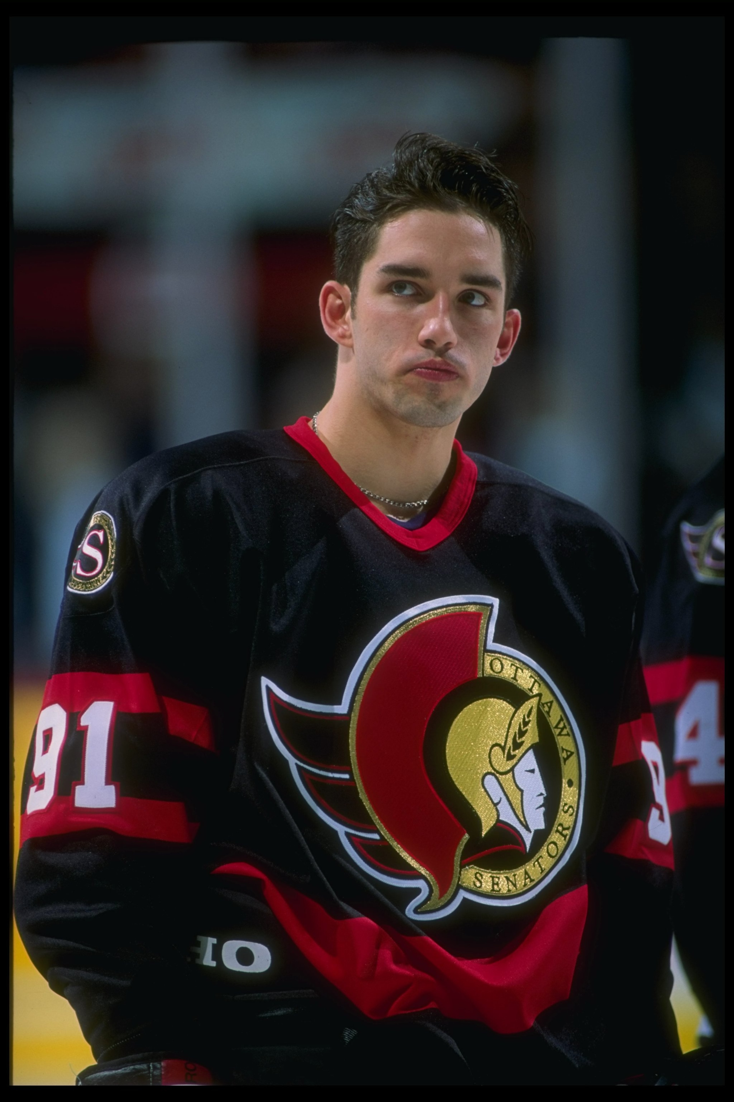 1993-1994:  Center Alexandre Daigle of the Ottawa Senators looks on during a game against the Montreal Canadiens at the Montreal Forum in Montreal, Quebec. Mandatory Credit: Robert Laberge  /Allsport