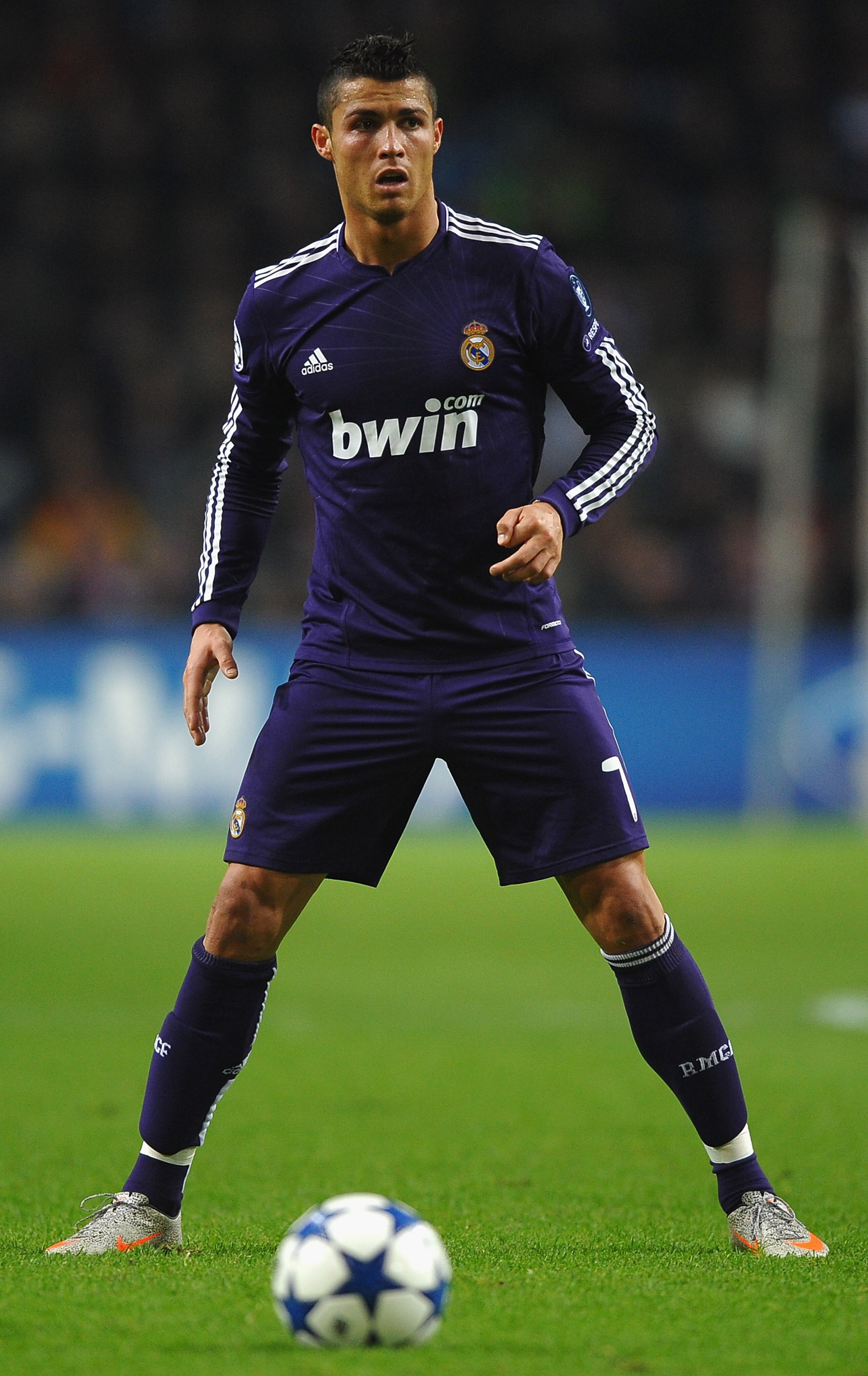 AMSTERDAM, NETHERLANDS - NOVEMBER 23: Cristiano Ronaldo of Real Madrid lines up a free kick during the UEFA Champions League Group G match between AFC Ajax and Real Madrid at the Ajax Arena on November 23, 2010 in Amsterdam, Netherlands.  (Photo by Lauren