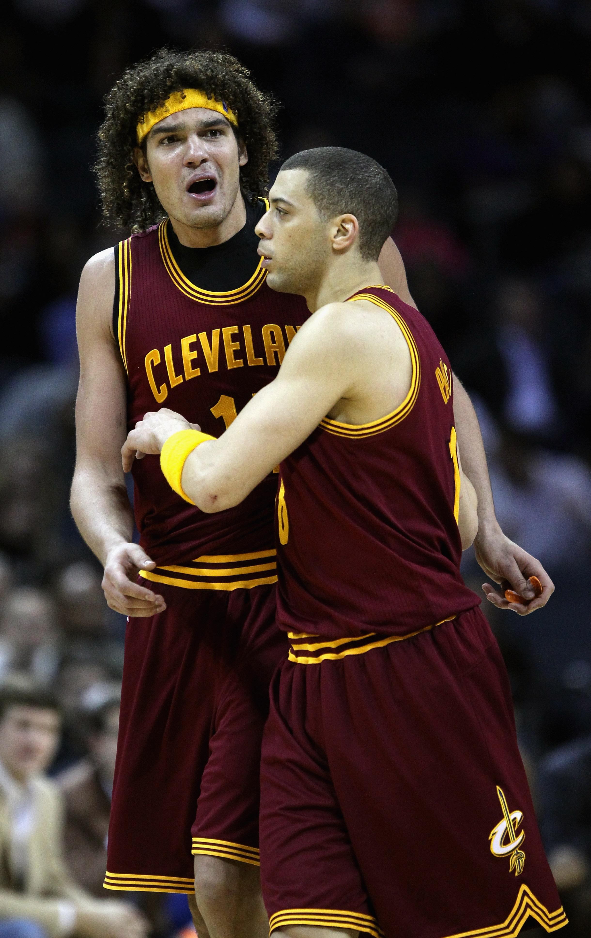 CHARLOTTE, NC - DECEMBER 29:  Anthony Parker #18 of the Cleveland Cavaliers holds back teammate Anderson Varejao after he was called for a technical foul against the Charlotte Bobcats during their game at Time Warner Cable Arena on December 29, 2010 in Ch