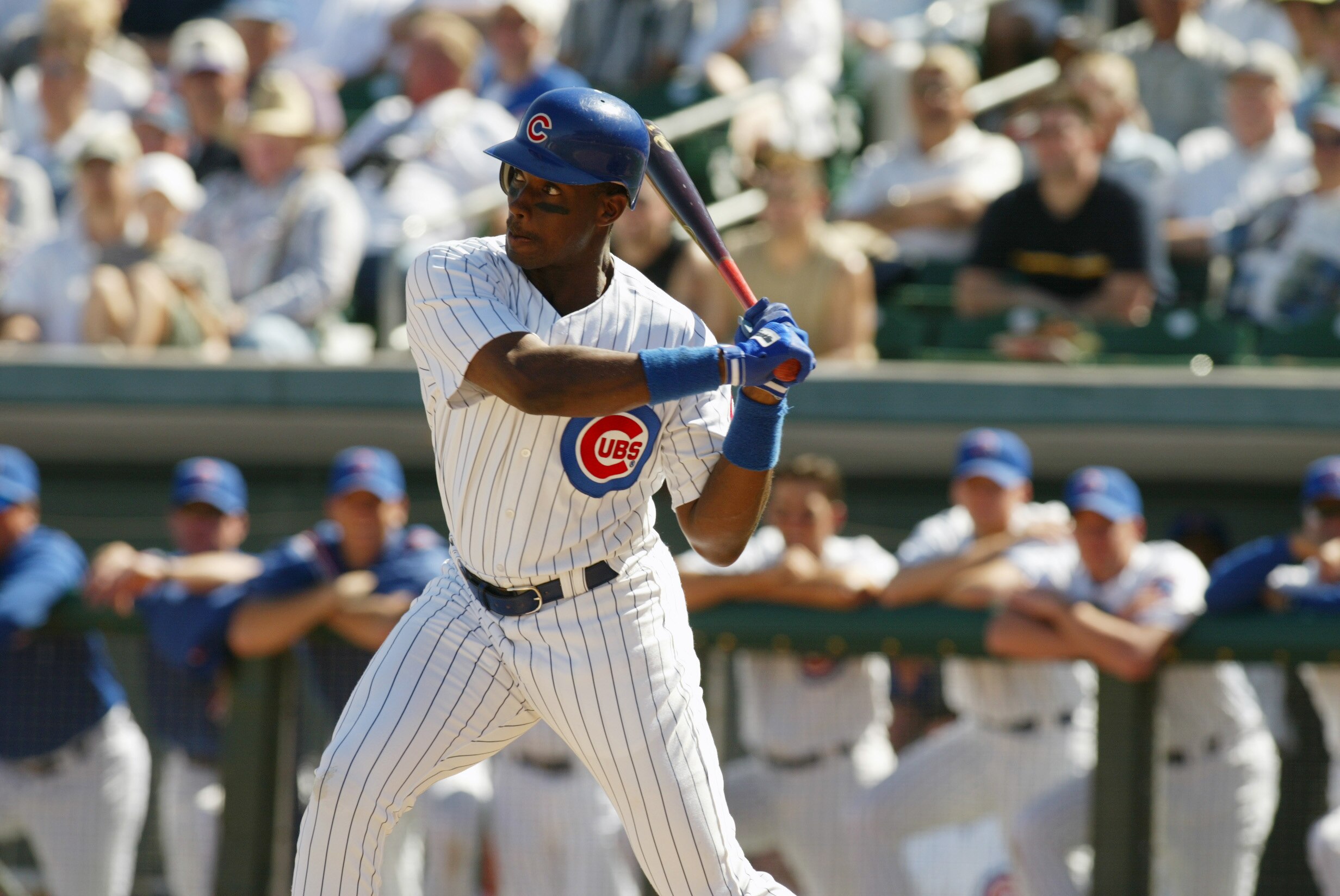 28 Feb 2002:  Fred McGriff #29 of the Chicago Cubs prepares for a pitch during the game against the San Francisco Giants at Hohokam Park in Mesa, Arizona. . Digital Image. The Giants won 5-4. Mandatory Credit: Tom Hauck/Getty Images