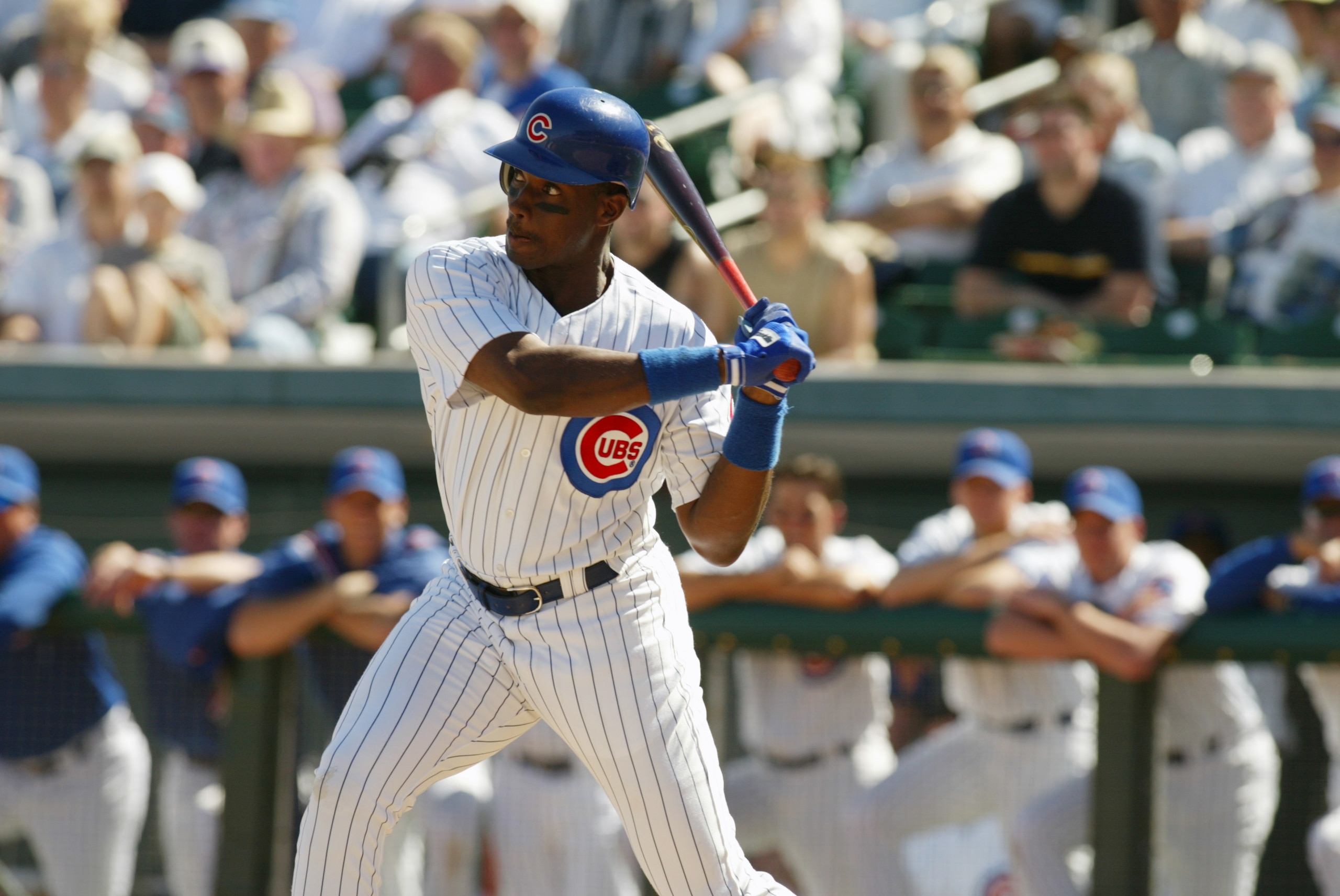 28 Feb 2002:  Fred McGriff #29 of the Chicago Cubs prepares for a pitch during the game against the San Francisco Giants at Hohokam Park in Mesa, Arizona. . Digital Image. The Giants won 5-4. Mandatory Credit: Tom Hauck/Getty Images