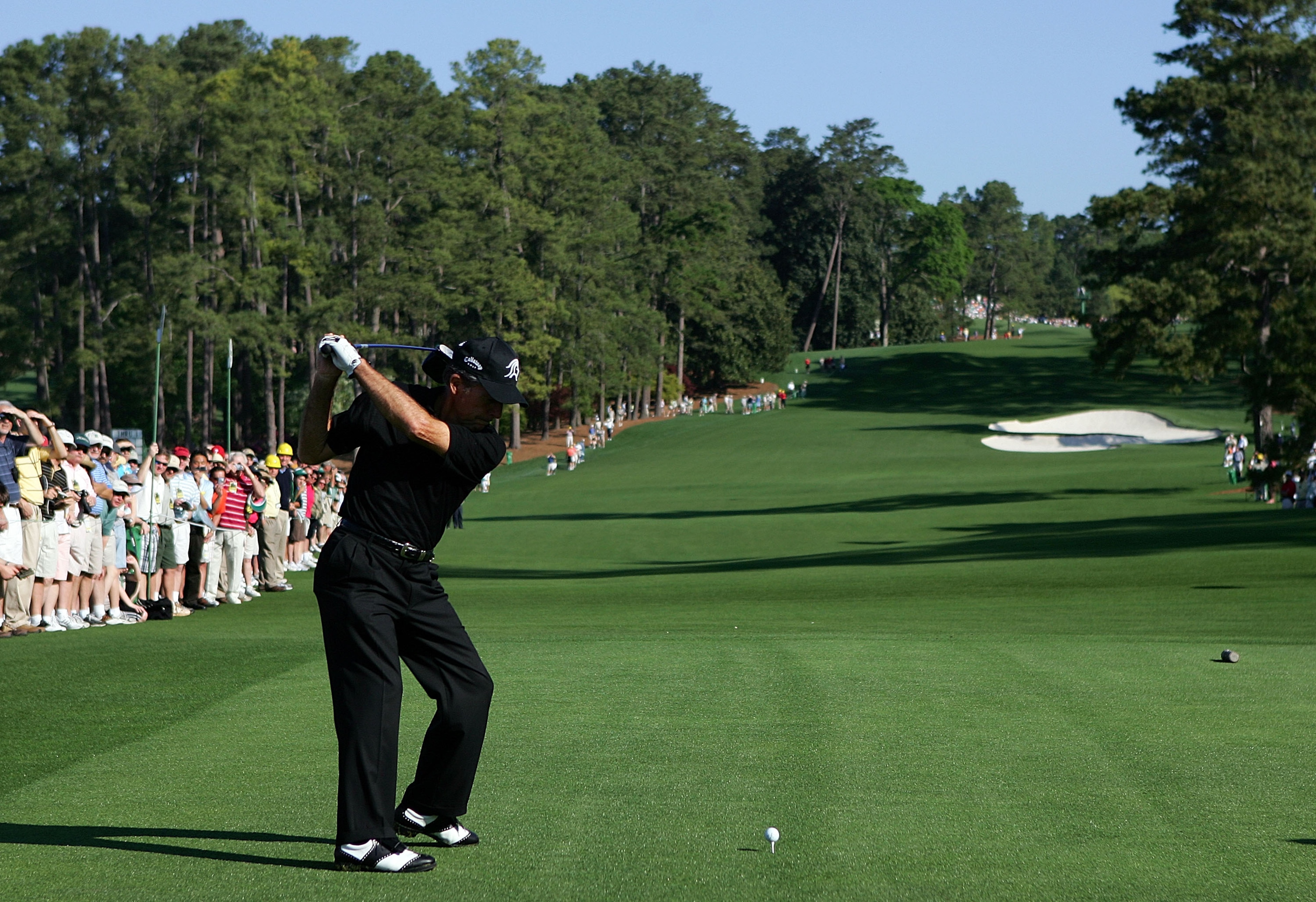 AUGUSTA, GA - APRIL 02:  Gary Player of South Africa hits his tee shot on the eighth hole during the first practice day prior to the start of The Masters at the Augusta National Golf Club on April 2, 2007 in Augusta, Georgia.  (Photo by Andrew Redington/G