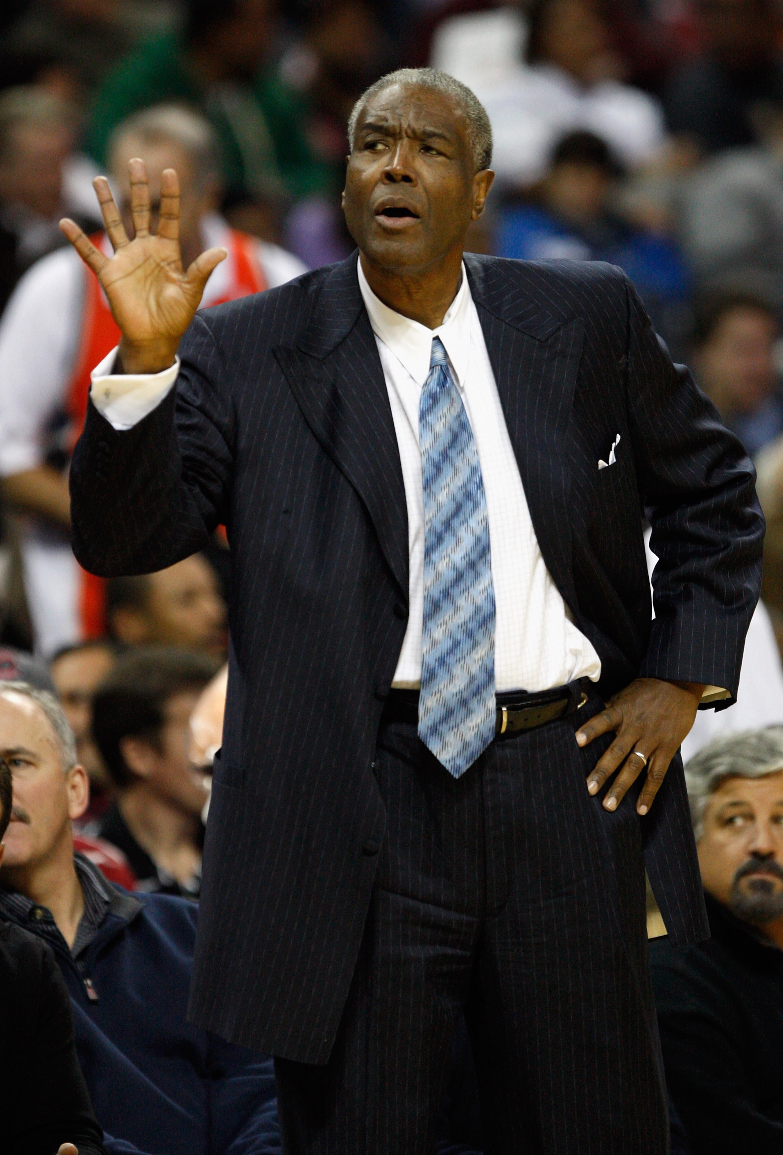 CHARLOTTE, NC - JANUARY 12:  Head coach Paul Silas of the Charlotte Bobcats reacts to a call against the Chicago Bulls during their game at Time Warner Cable Arena on January 12, 2011 in Charlotte, North Carolina. NOTE TO USER: User expressly acknowledges