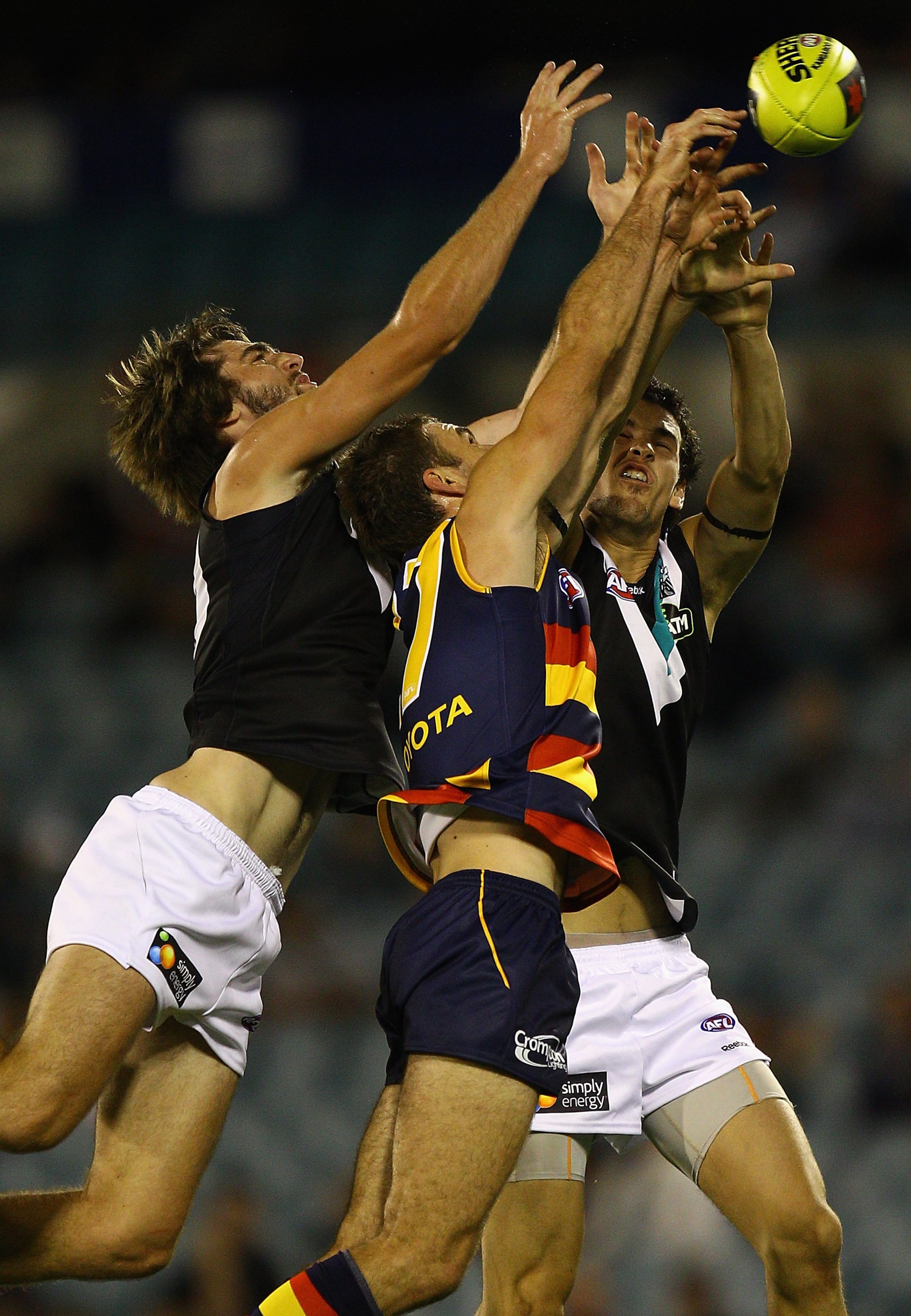 ADELAIDE, AUSTRALIA - FEBRUARY 11: Justin Westhoff of the Power marks during the Pool One NAB Cup round one AFL match between the Port Adelaide Power and the Adelaide Crows at AAMI Stadium on February 11, 2011 in Adelaide, Australia. (Photo by Quinn Roo ADELAIDE, AUSTRALIA - FEBRUARY 11: Justin Westhoff of the Power marks during the Pool One NAB Cup round one AFL match between the Port Adelaide Power and the Adelaide Crows at AAMI Stadium on February 11, 2011 in Adelaide, Australia. (Photo by Quinn Roo