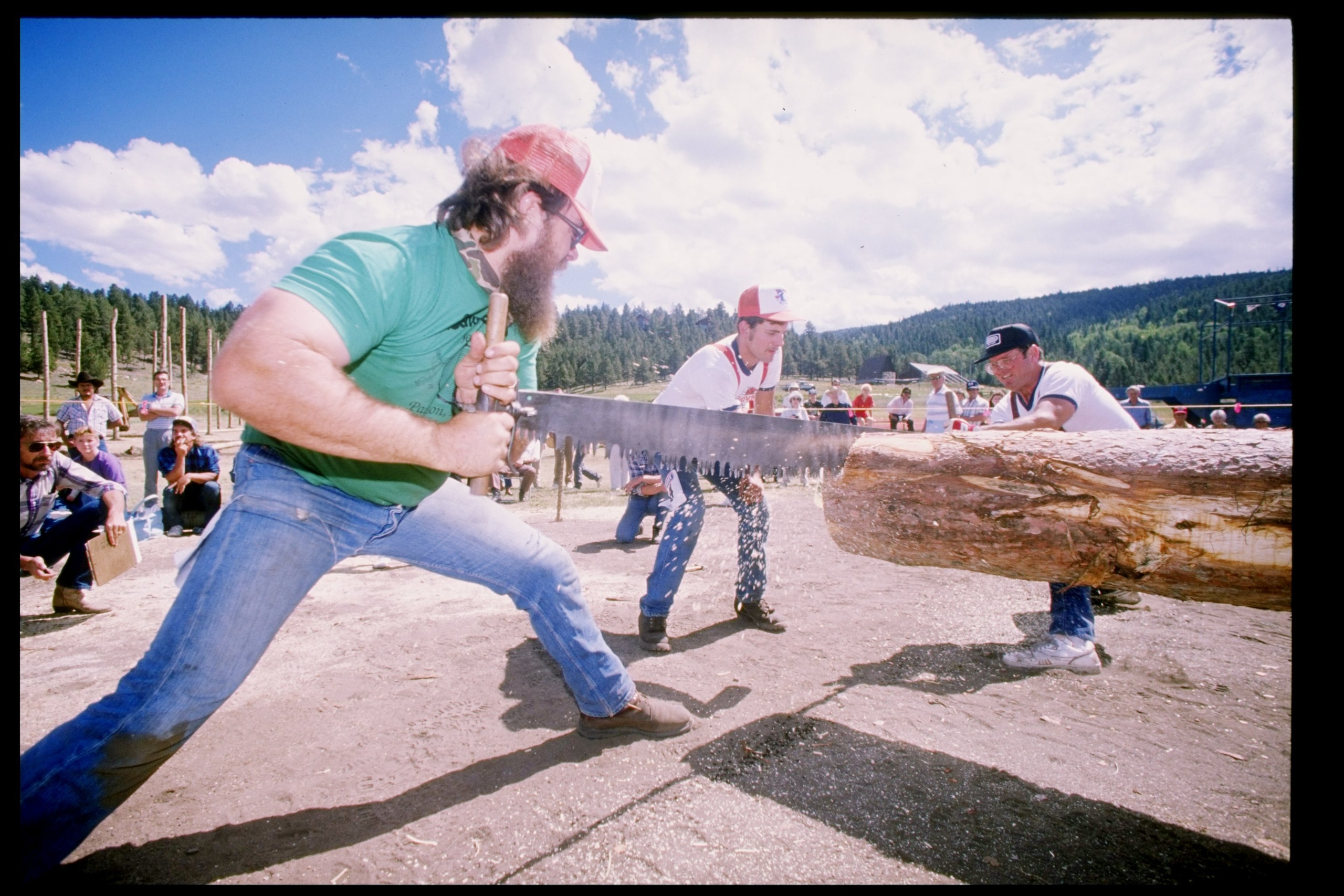 Sep 1989: General view of lumberjacks in Angelfire, New Mexico. Mandatory Credit: Tim de Frisco /Allsport Sep 1989: General view of lumberjacks in Angelfire, New Mexico. Mandatory Credit: Tim de Frisco /Allsport