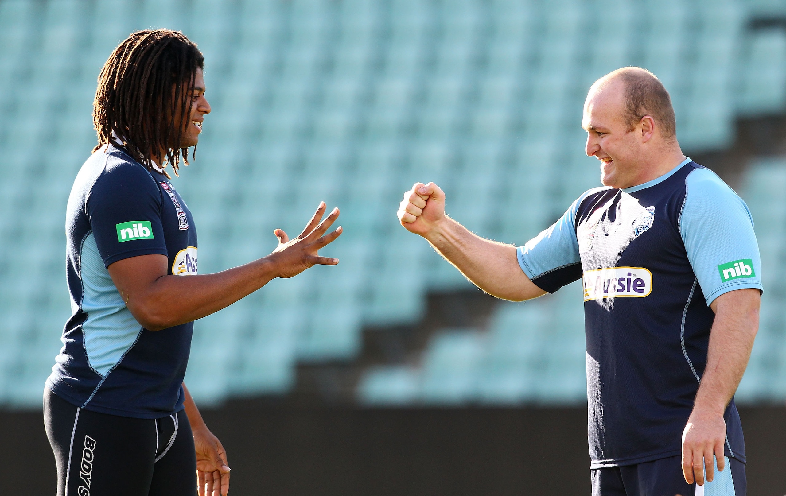 SYDNEY, AUSTRALIA - JUNE 09: Jamal Idris and Michael Weyman of the Blues play paper-scissors-rock during a New South Wales Blues Origin training session at Parramatta Stadium on June 9, 2010 in Sydney, Australia. (Photo by Mark Nolan/Getty Images) SYDNEY, AUSTRALIA - JUNE 09: Jamal Idris and Michael Weyman of the Blues play paper-scissors-rock during a New South Wales Blues Origin training session at Parramatta Stadium on June 9, 2010 in Sydney, Australia. (Photo by Mark Nolan/Getty Images)