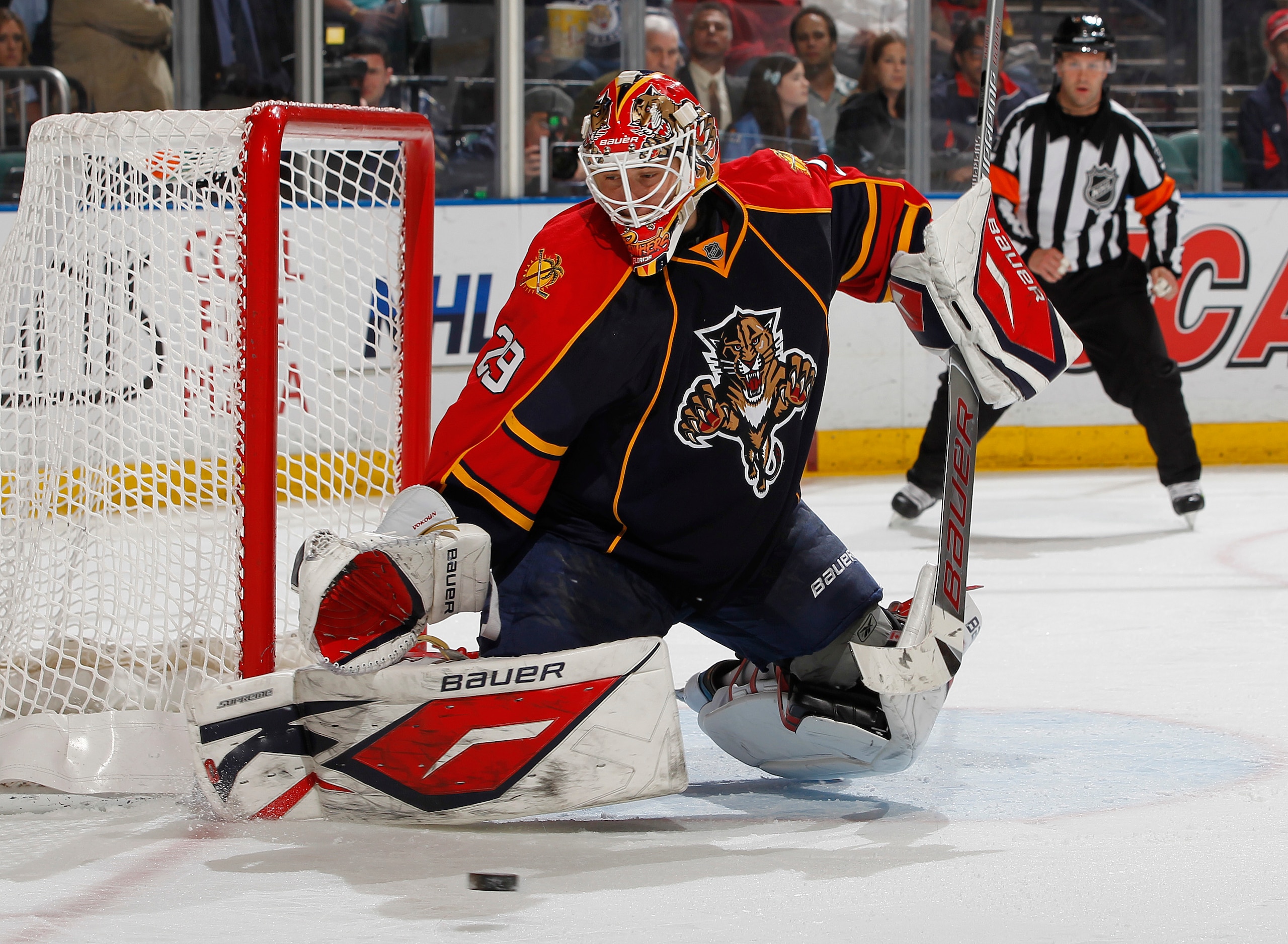 SUNRISE, FL - FEBRUARY 8: Goaltender Tomas Vokoun #29 of the Florida Panthers stops a shot by the St. Louis Blues on February 8, 2011 at the BankAtlantic Center in Sunrise, Florida. The Blues defeated the Panthers 2-1. (Photo by Joel Auerbach/Getty Images SUNRISE, FL - FEBRUARY 8: Goaltender Tomas Vokoun #29 of the Florida Panthers stops a shot by the St. Louis Blues on February 8, 2011 at the BankAtlantic Center in Sunrise, Florida. The Blues defeated the Panthers 2-1. (Photo by Joel Auerbach/Getty Images