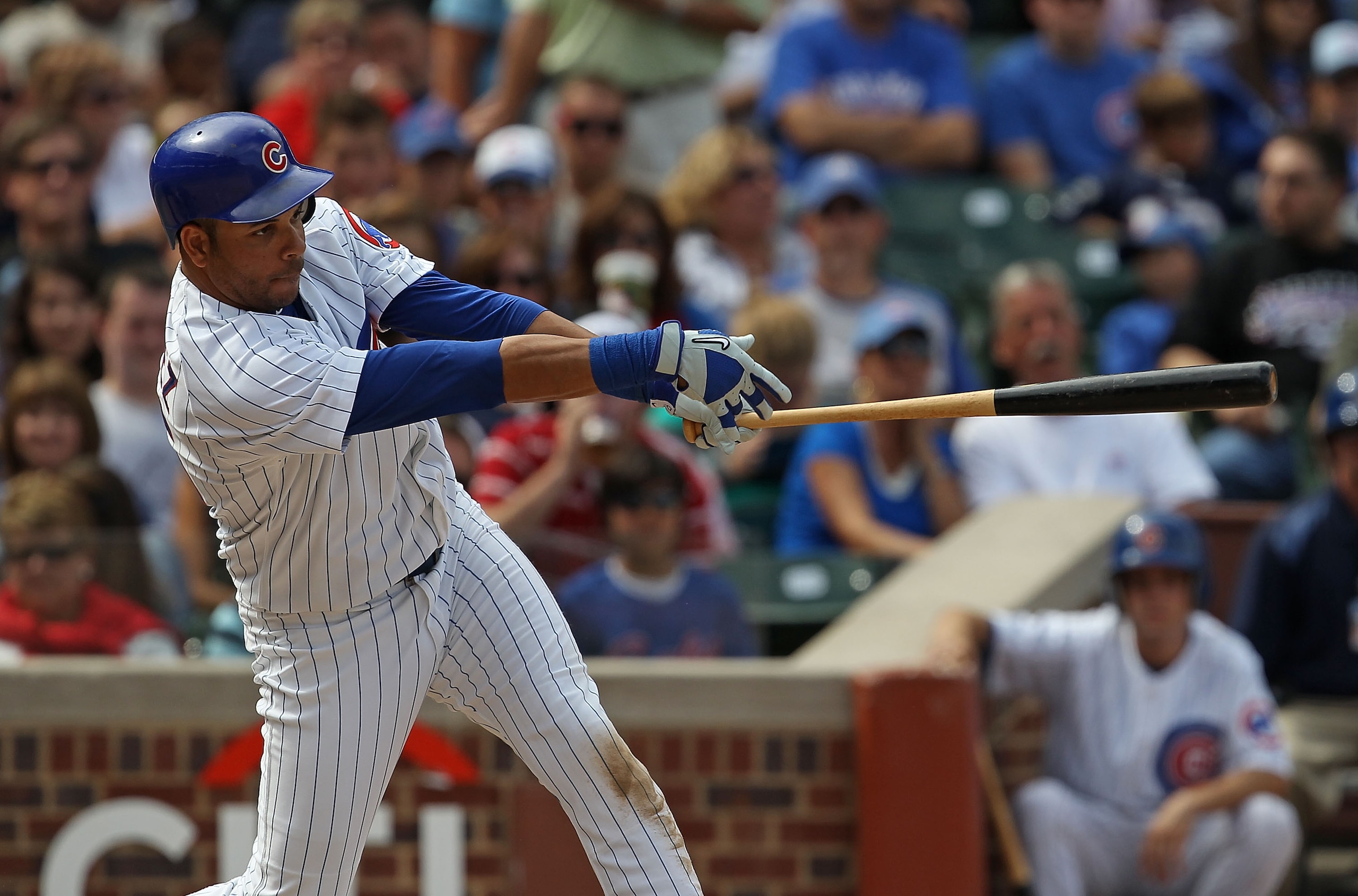 CHICAGO - SEPTEMBER 05: Aramis Ramirez #16 of the Chicago Cubs hits his 22nd home run of the year, a two run shot in the 3rd inning, against the New York Mets at Wrigley Field on September 5, 2010 in Chicago, Illinois. The Mets defeated the Cubs 18-5. (Ph