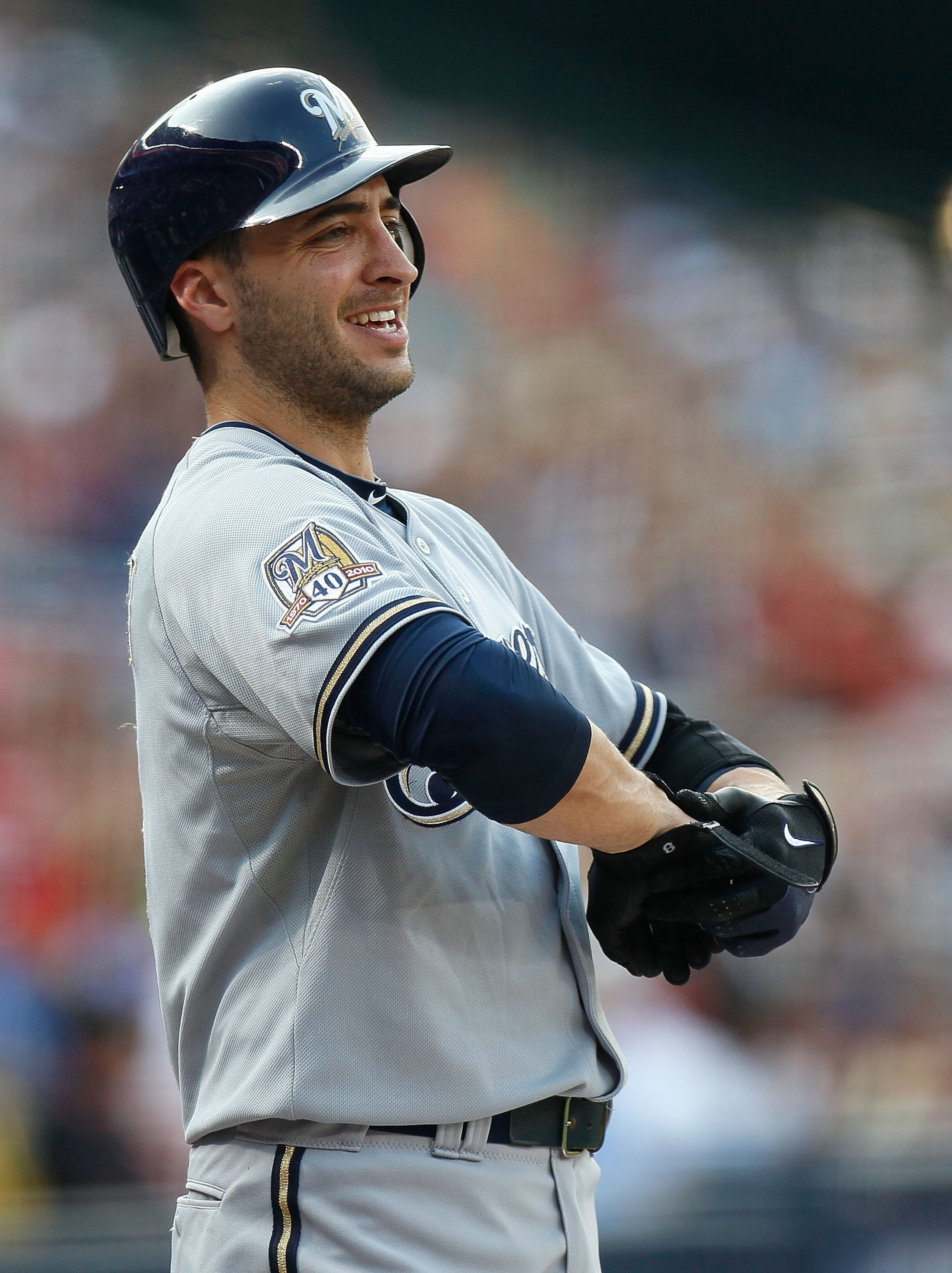 ATLANTA - JULY 15:  Ryan Braun #8 of the Milwaukee Brewers against the Atlanta Braves at Turner Field on July 15, 2010 in Atlanta, Georgia.  (Photo by Kevin C. Cox/Getty Images)
