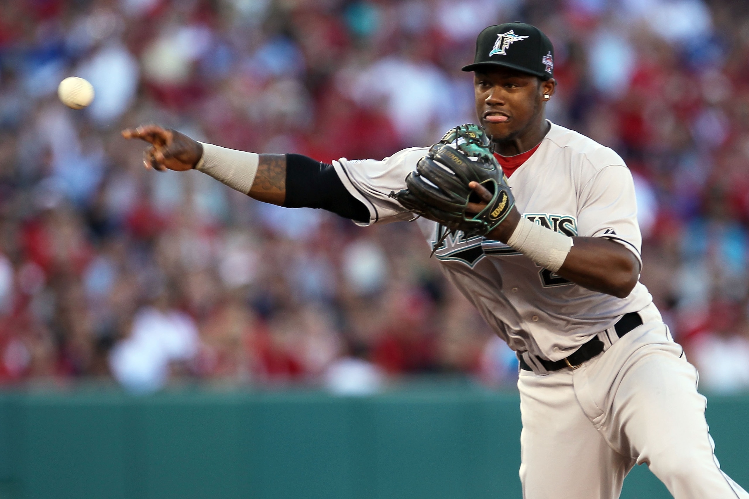 ANAHEIM, CA - JULY 13:  National League All-Star Hanley Ramirez #2 of the Florida Marlins throws the ball to end the inning during the 81st MLB All-Star Game at Angel Stadium of Anaheim on July 13, 2010 in Anaheim, California.  (Photo by Stephen Dunn/Gett