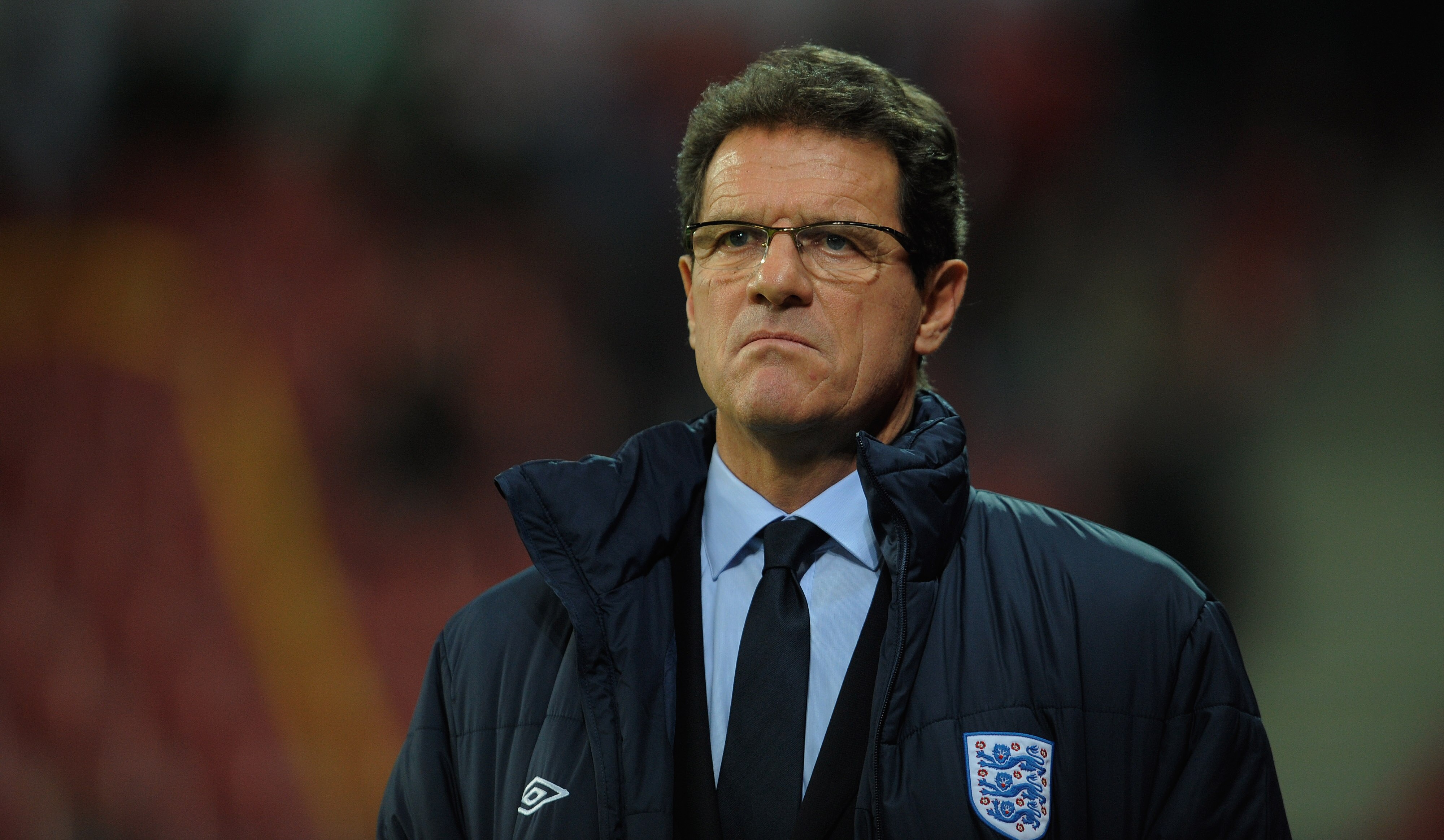 COPENHAGEN, DENMARK - FEBRUARY 09:  England manager Fabio Capello looks on before the international friendly match between Denmark and England at Parken Stadium on February 9, 2011 in Copenhagen, .  (Photo by Michael Regan/Getty Images)