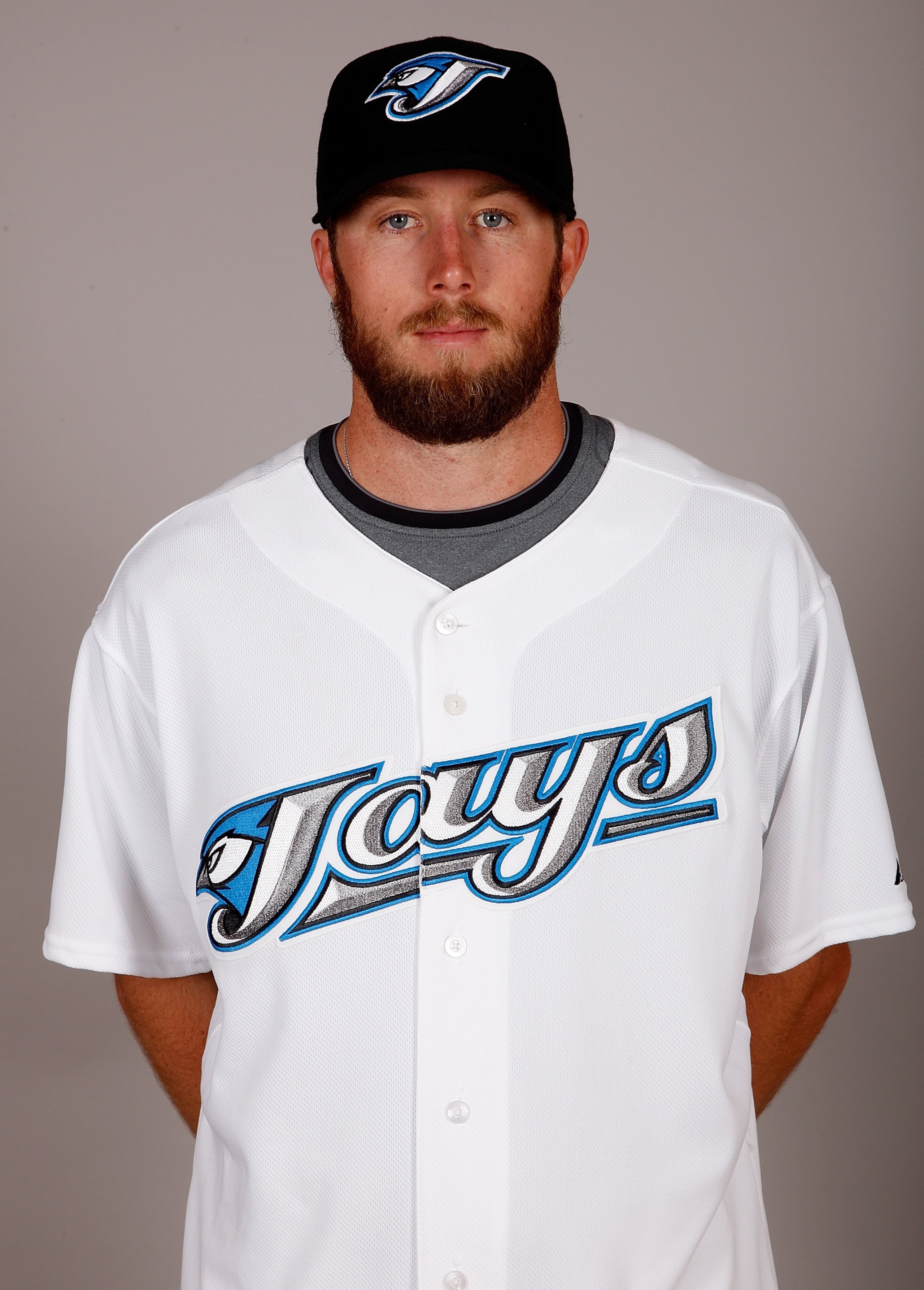 DUNEDIN, FL - FEBRUARY 23:  Jeremy Accardo #49 of the Toronto Blue Jays poses during photo day at the Bobby Mattick Training Center at Englebert Complex on February 23, 2009 in Dunedin, Florida.  (Photo by J. Meric/Getty Images)