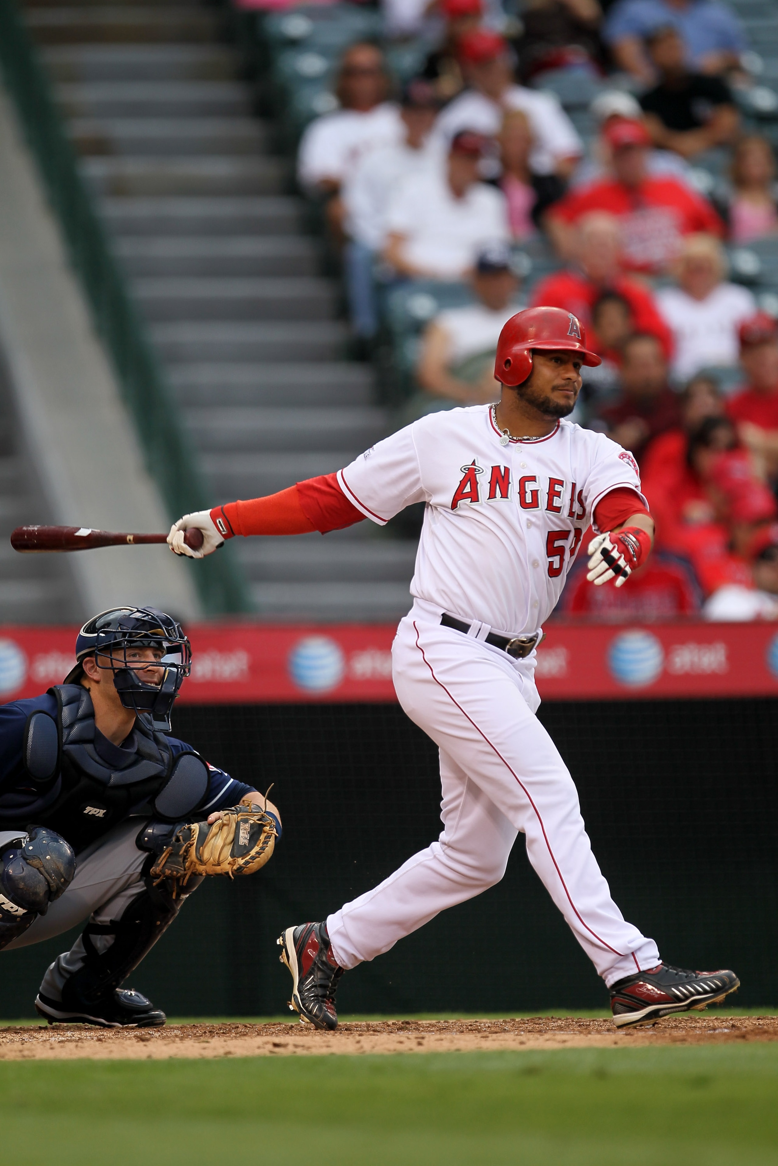 ANAHEIM, CA - SEPTEMBER 08:  Bobby Abreu #53 of the Los Angeles Angels of Anaheim bats against the Cleveland Indians on September 8, 2010 at Angel Stadium in Anaheim, California.   The Angels won 4-3 in 16 innings.  (Photo by Stephen Dunn/Getty Images)