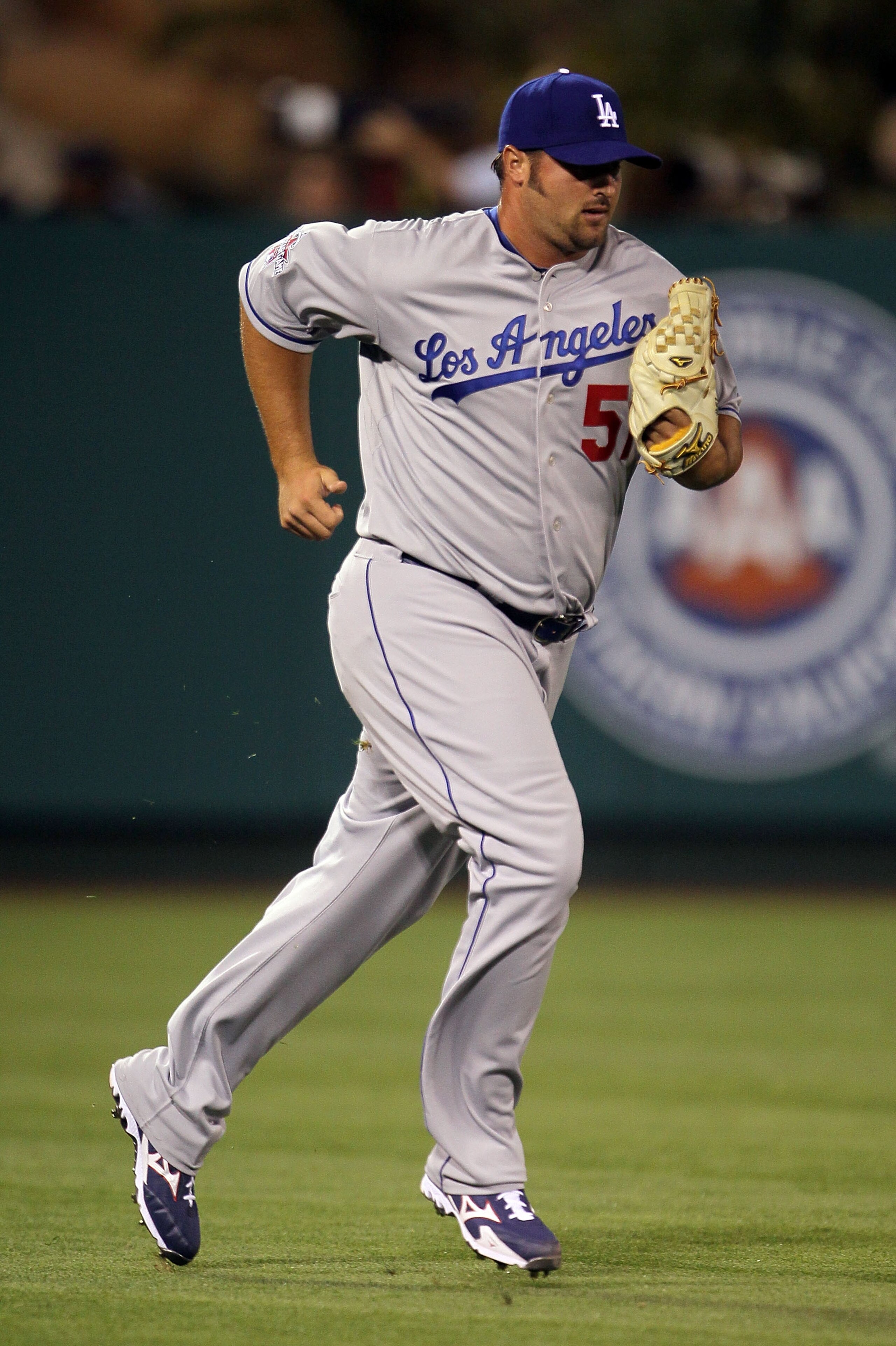 ANAHEIM, CA - JULY 13:  National League All-Star Jonathan Broxton #51 of the Los Angeles Dodgers runs in during the 81st MLB All-Star Game at Angel Stadium of Anaheim on July 13, 2010 in Anaheim, California.  (Photo by Jeff Gross/Getty Images)