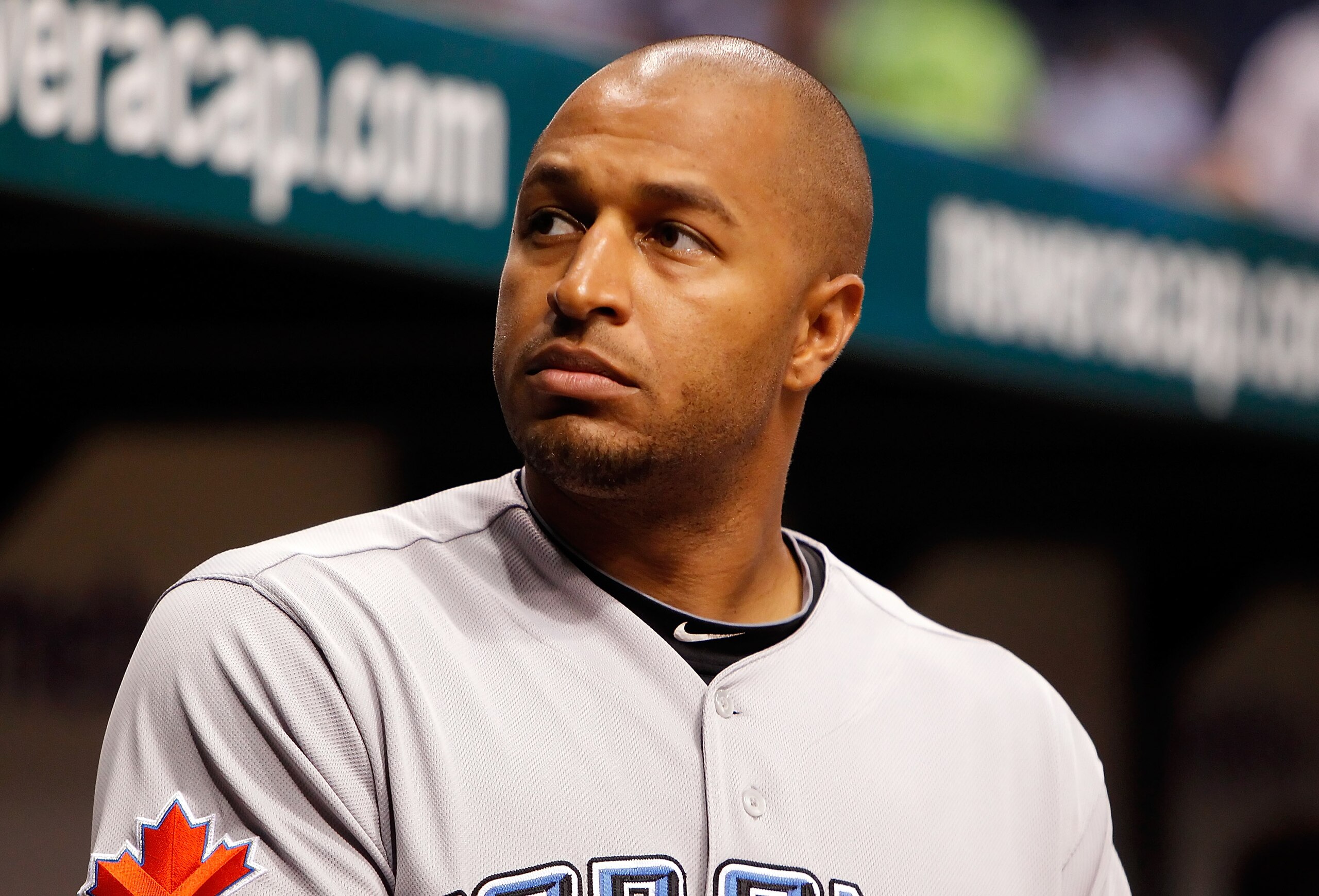 ST. PETERSBURG - AUGUST 31:  Outfielder Vernon Wells #10 of the Toronto Blue Jays watches his team against the Tampa Bay Rays during the game at Tropicana Field on August 31, 2010 in St. Petersburg, Florida.  (Photo by J. Meric/Getty Images)