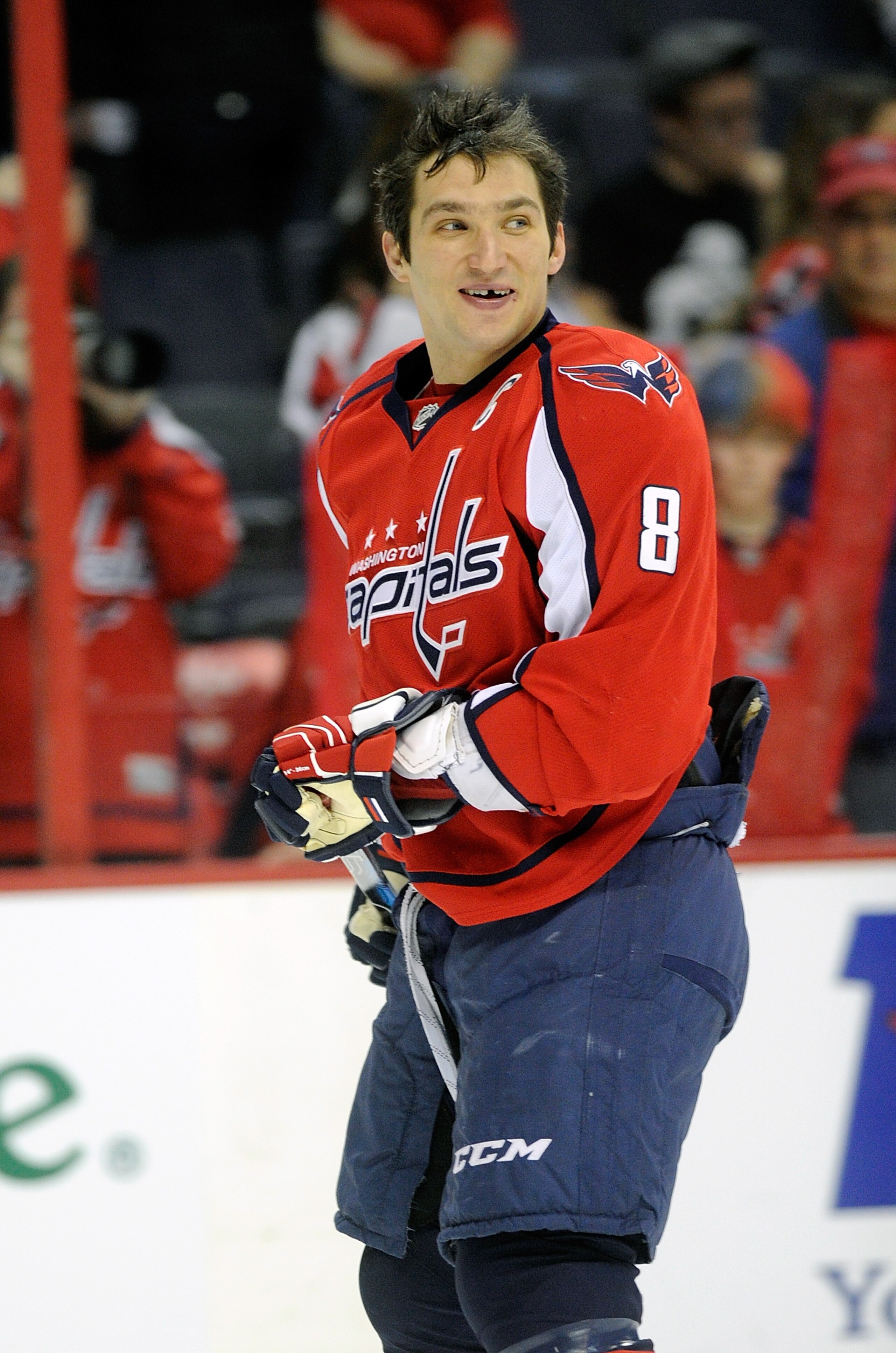 WASHINGTON, DC - FEBRUARY 06:  Alex Ovechkin #8 of the Washington Capitals warms up before the game against the Pittsburgh Penguins at the Verizon Center on February 6, 2011 in Washington, DC.  (Photo by Greg Fiume/Getty Images)