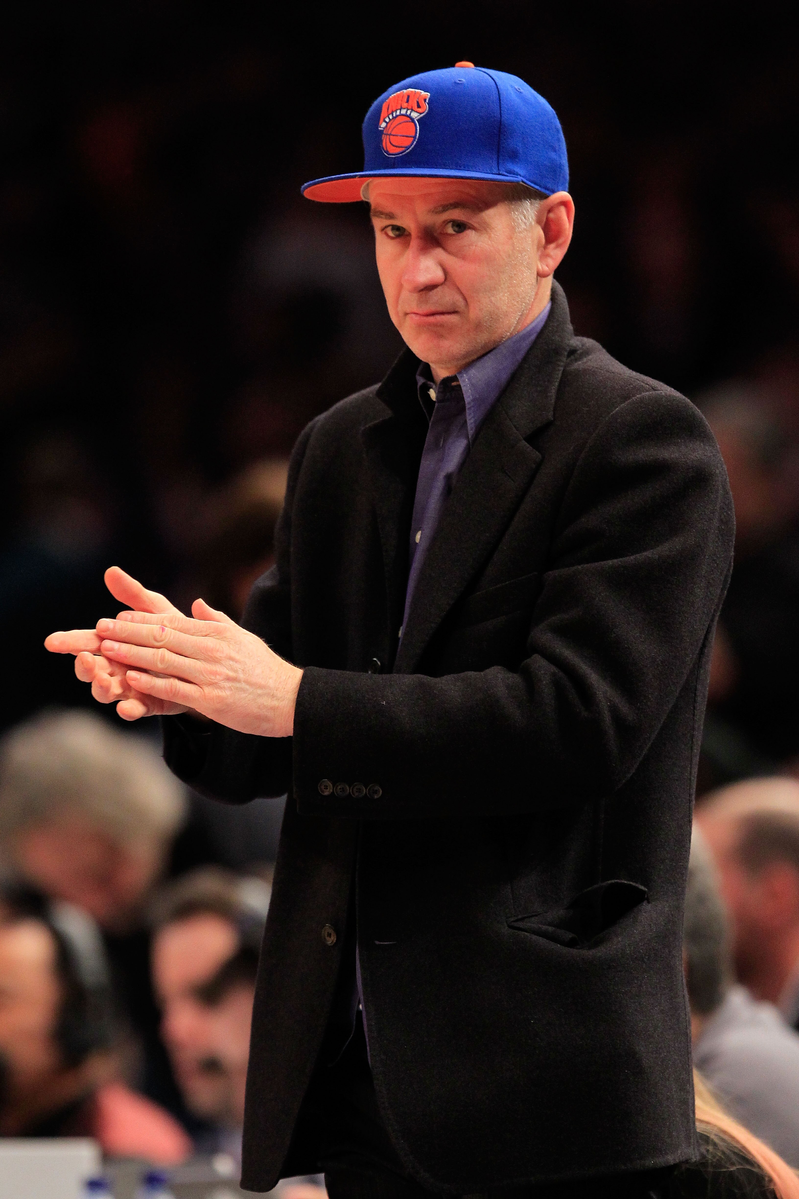 NEW YORK, NY - FEBRUARY 06: Tennis legend John McEnroe watches the game between the New York Knicks and the Philadelphia 76ers at Madison Square Garden on February 6, 2011 in New York City. NOTE TO USER: User expressly acknowledges and agrees that, by dow