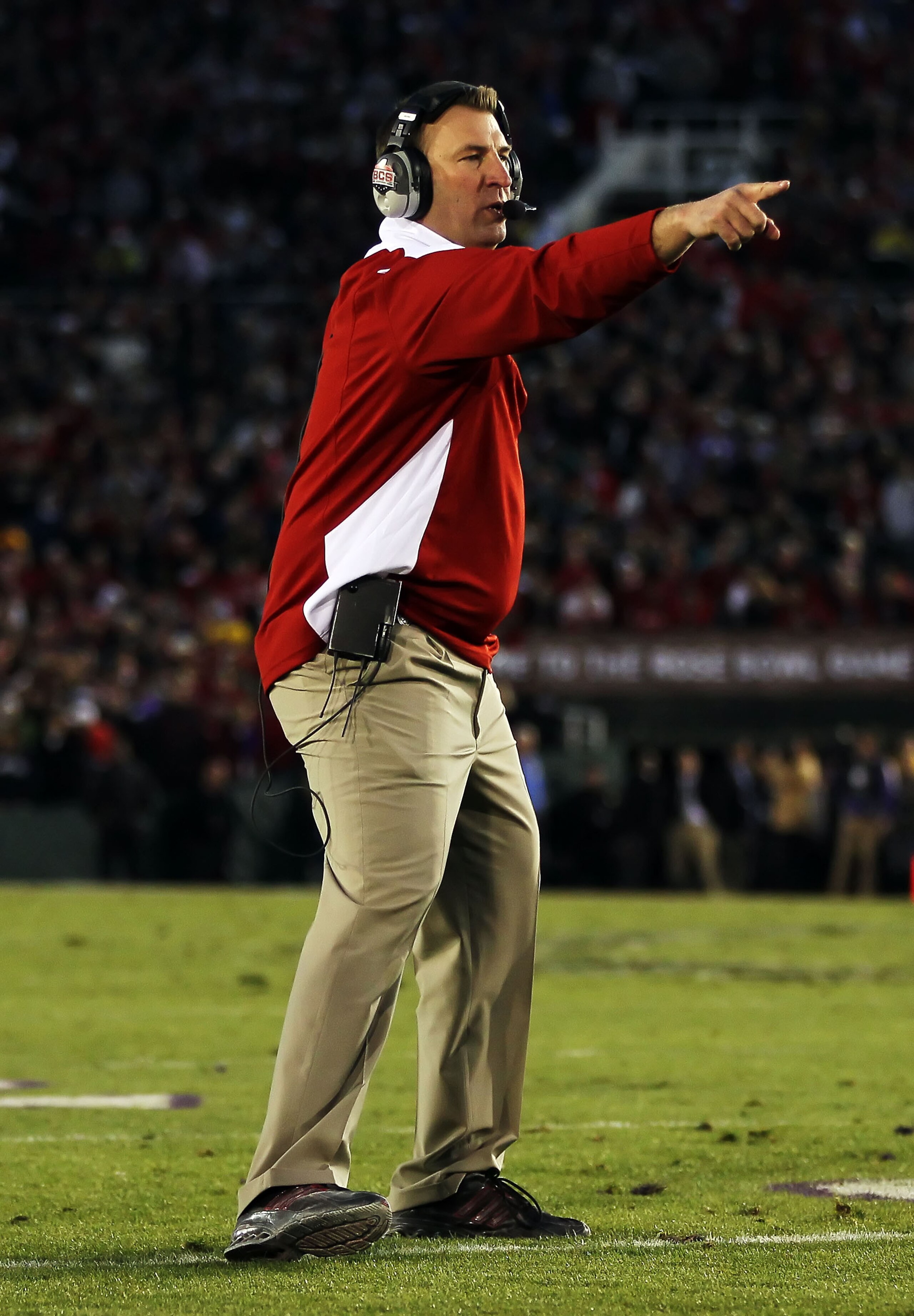 PASADENA, CA - JANUARY 01: Head coach Bret Bielema of the Wisconsin Badgers stands on the field during the game against the TCU Horned Frogs in the 97th Rose Bowl game on January 1, 2011 in Pasadena, California. (Photo by Jeff Gross/Getty Images) PASADENA, CA - JANUARY 01: Head coach Bret Bielema of the Wisconsin Badgers stands on the field during the game against the TCU Horned Frogs in the 97th Rose Bowl game on January 1, 2011 in Pasadena, California. (Photo by Jeff Gross/Getty Images)