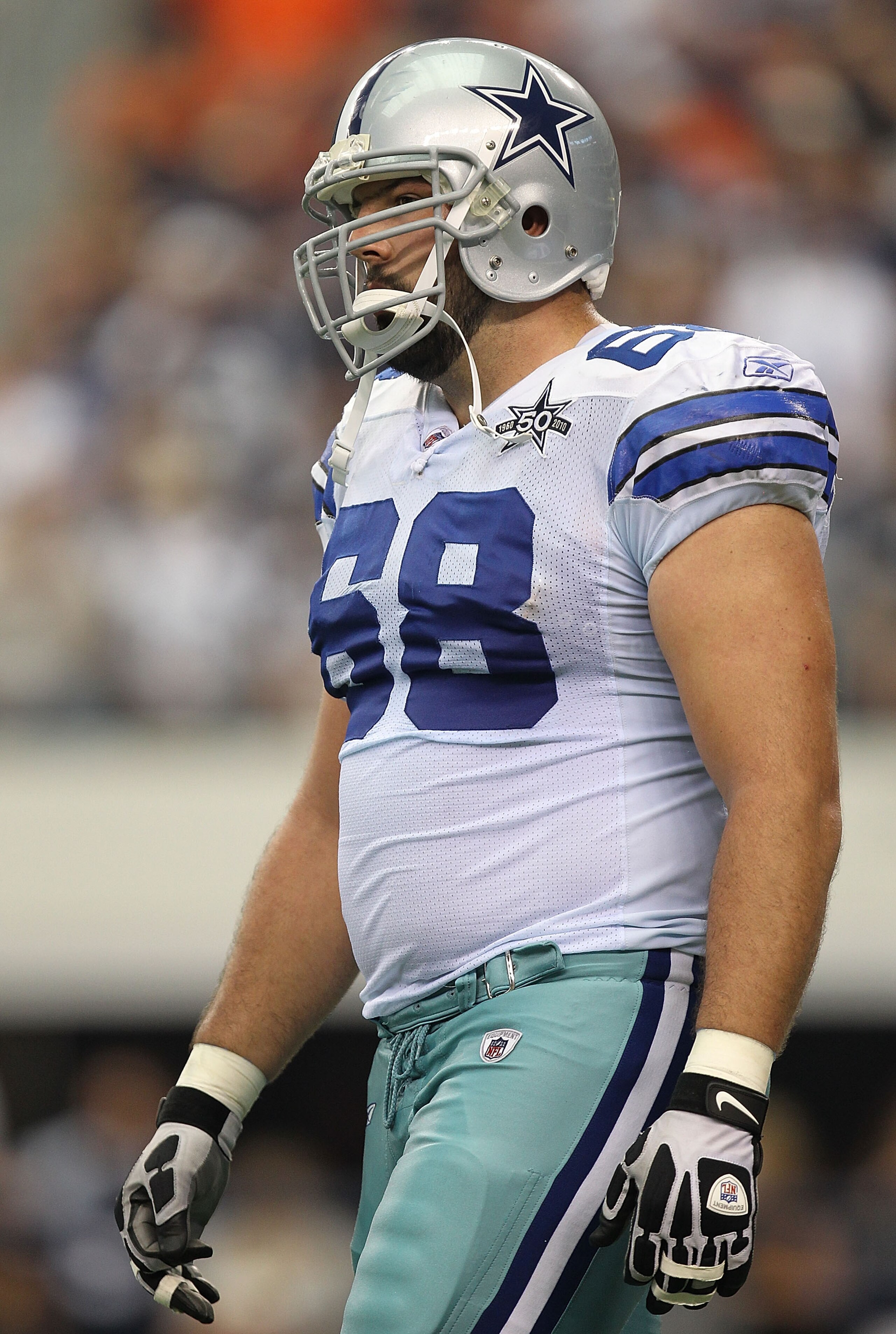 ARLINGTON, TX - SEPTEMBER 19:  Tackle Doug Free #68 of the Dallas Cowboys at Cowboys Stadium on September 19, 2010 in Arlington, Texas.  (Photo by Ronald Martinez/Getty Images)