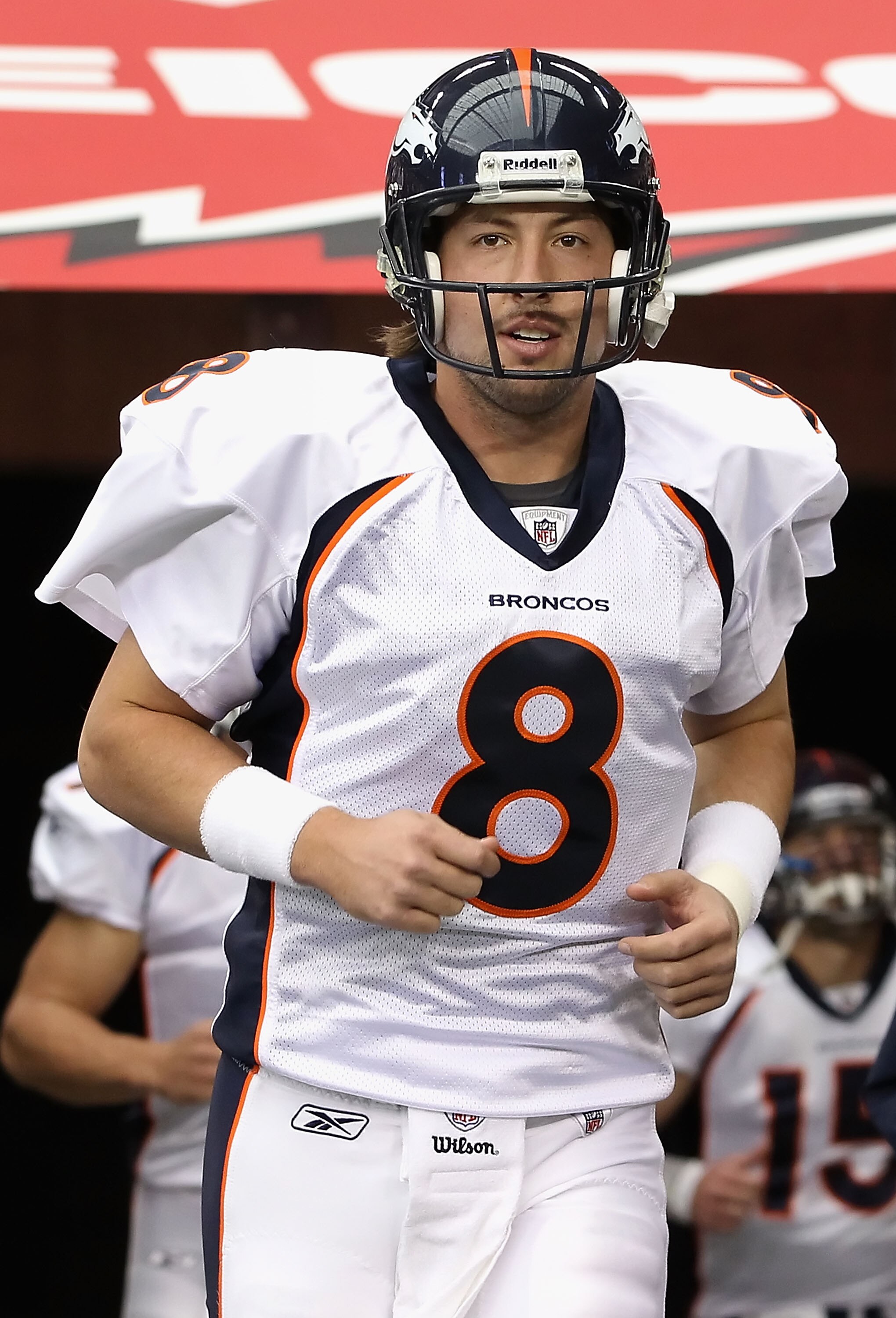 GLENDALE, AZ - DECEMBER 12: Quarterback Kyle Orton #8 of the Denver Broncos runs out onto the field before the NFL game against the Arizona Cardinals at the University of Phoenix Stadium on December 12, 2010 in Glendale, Arizona. (Photo by Christian Pet GLENDALE, AZ - DECEMBER 12: Quarterback Kyle Orton #8 of the Denver Broncos runs out onto the field before the NFL game against the Arizona Cardinals at the University of Phoenix Stadium on December 12, 2010 in Glendale, Arizona. (Photo by Christian Pet