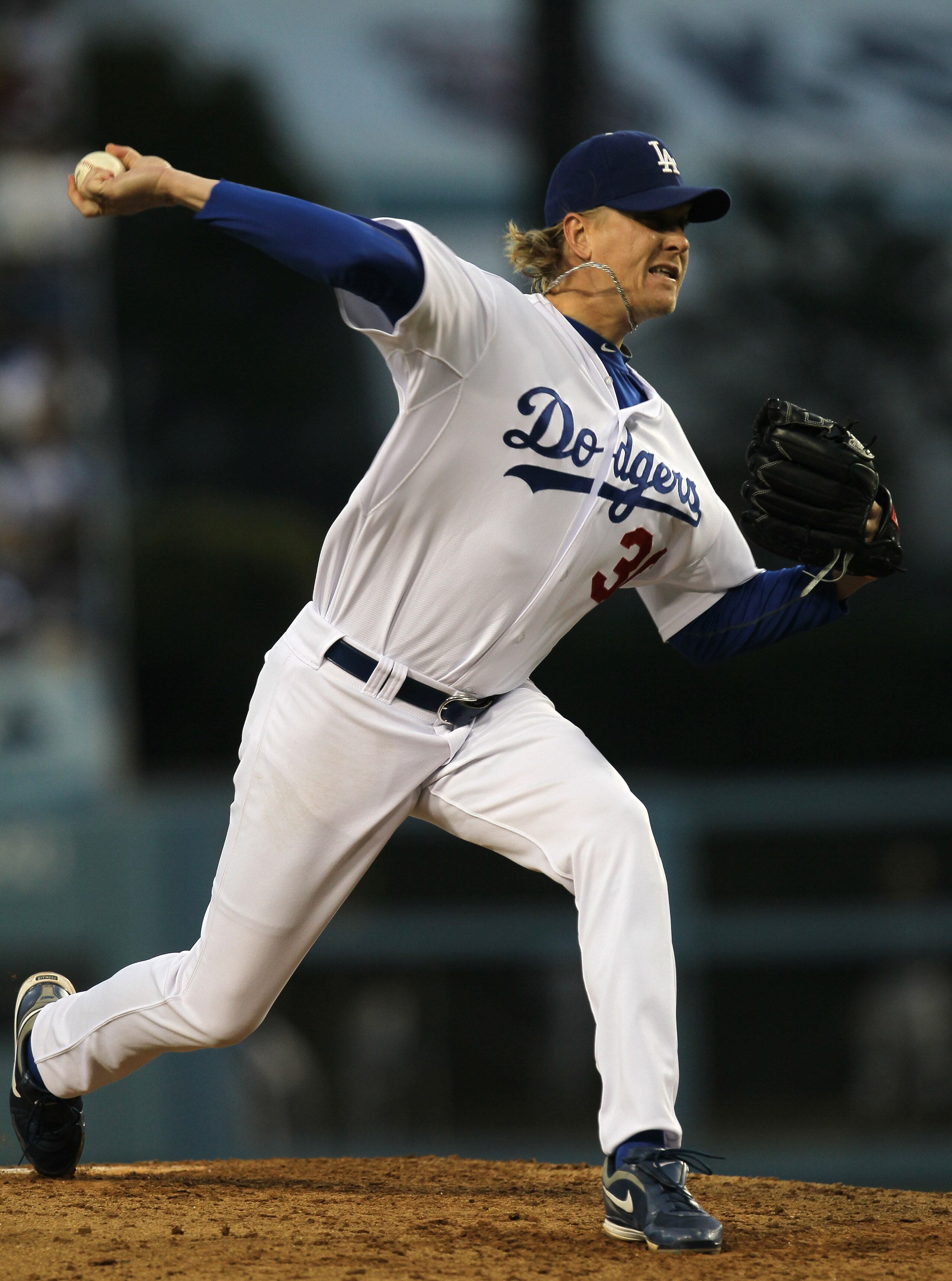 LOS ANGELES - JULY 5:  Relief pitcher Jeff Weaver #36 of the Los Angeles Dodgers throws a pitch against the Florida Marlins on July 5, 2010 at Dodger Stadium in Los Angeles, California.  (Photo by Stephen Dunn/Getty Images)