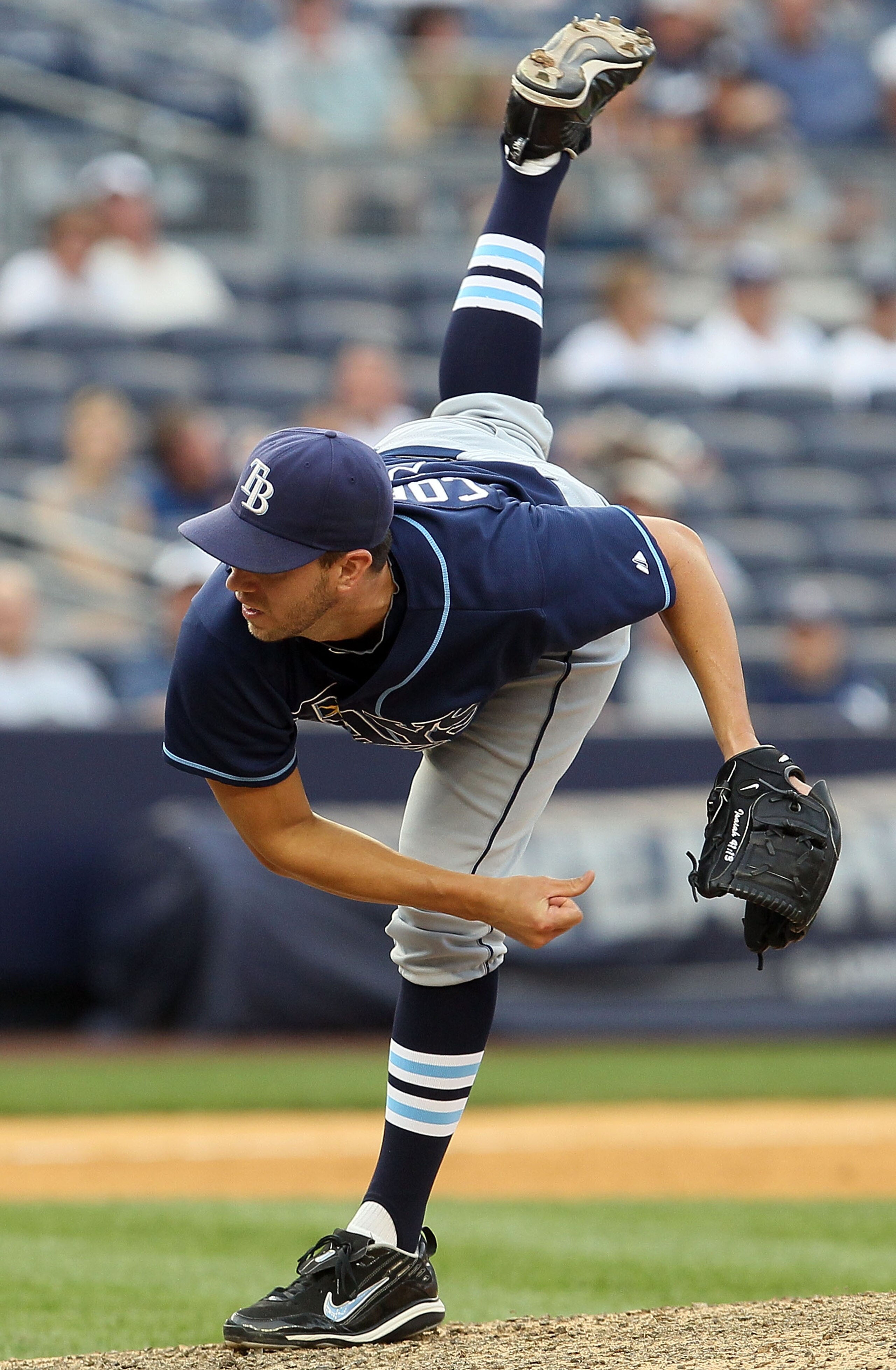 NEW YORK - JULY 17:  Lance Cormier #31 of the Tampa Bay Rays delivers a pitch against the New York Yankees on July 17, 2010 at Yankee Stadium in the Bronx borough of New York City.  (Photo by Jim McIsaac/Getty Images)