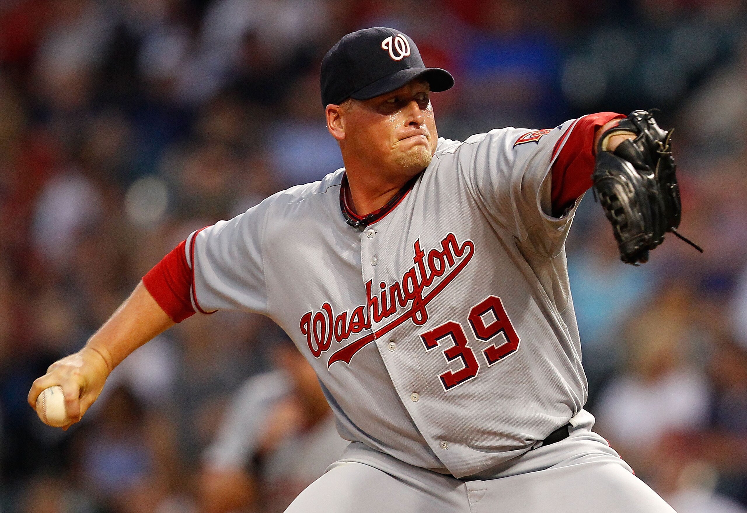 CLEVELAND - JUNE 11:  Tyler Walker #39 of the Washington Nationals pitches against the Cleveland Indians during the game on June 11, 2010 at Progressive Field in Cleveland, Ohio.  (Photo by Jared Wickerham/Getty Images)