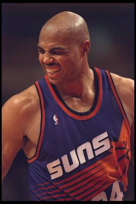 28 Jan 1996:  Forward Charles Barkley #34 of the Phoenix Suns laughs with glee on the court at the United Center in Chicago, Illinois, during the game against the Chicago Bulls.  The Bulls defeated the Suns 93-82.  Mandatory Credit:  Jonathan Daniel/Allsp