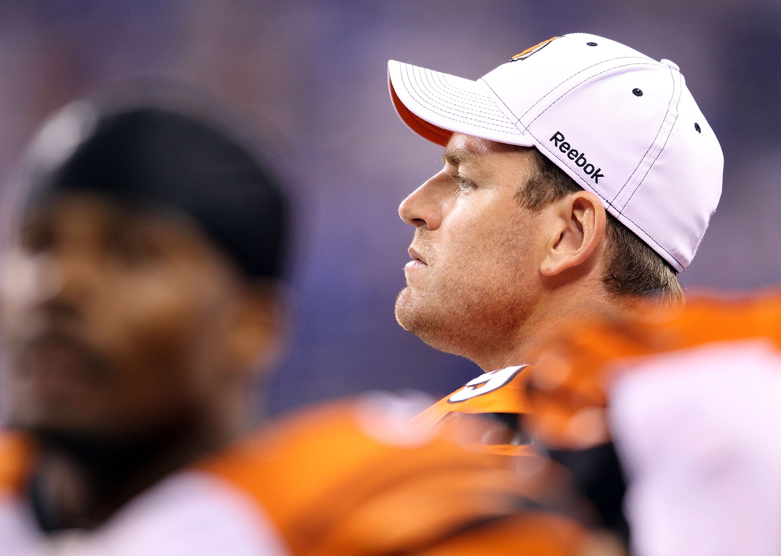 INDIANAPOLIS - SEPTEMBER 02:  Carson Palmer #9 of the Cincinnati Bengals watches from the sidelines during the NFL preseason game against the Indianapolis Colts at Lucas Oil Stadium on September 2, 2010 in Indianapolis, Indiana.  (Photo by Andy Lyons/Gett