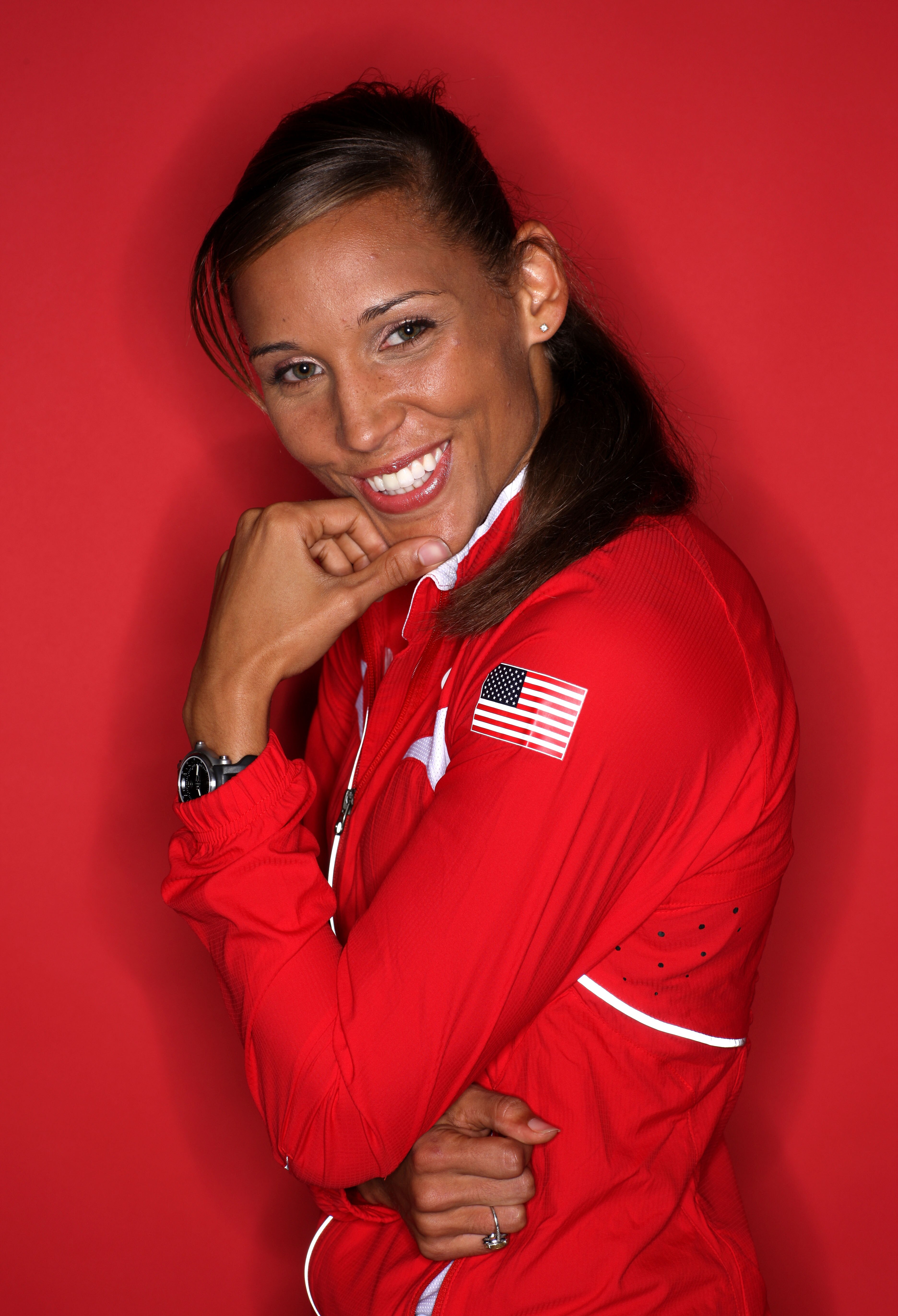 BEIJING - AUGUST 20:  Lolo Jones of the United States poses in the NBC Today Show Studio after losing the Women's 100m Hurdles event from hitting a hurdle at the Beijing 2008 Olympic Games on August 20, 2008 in Beijing, China.  (Photo by Kristian Dowling/