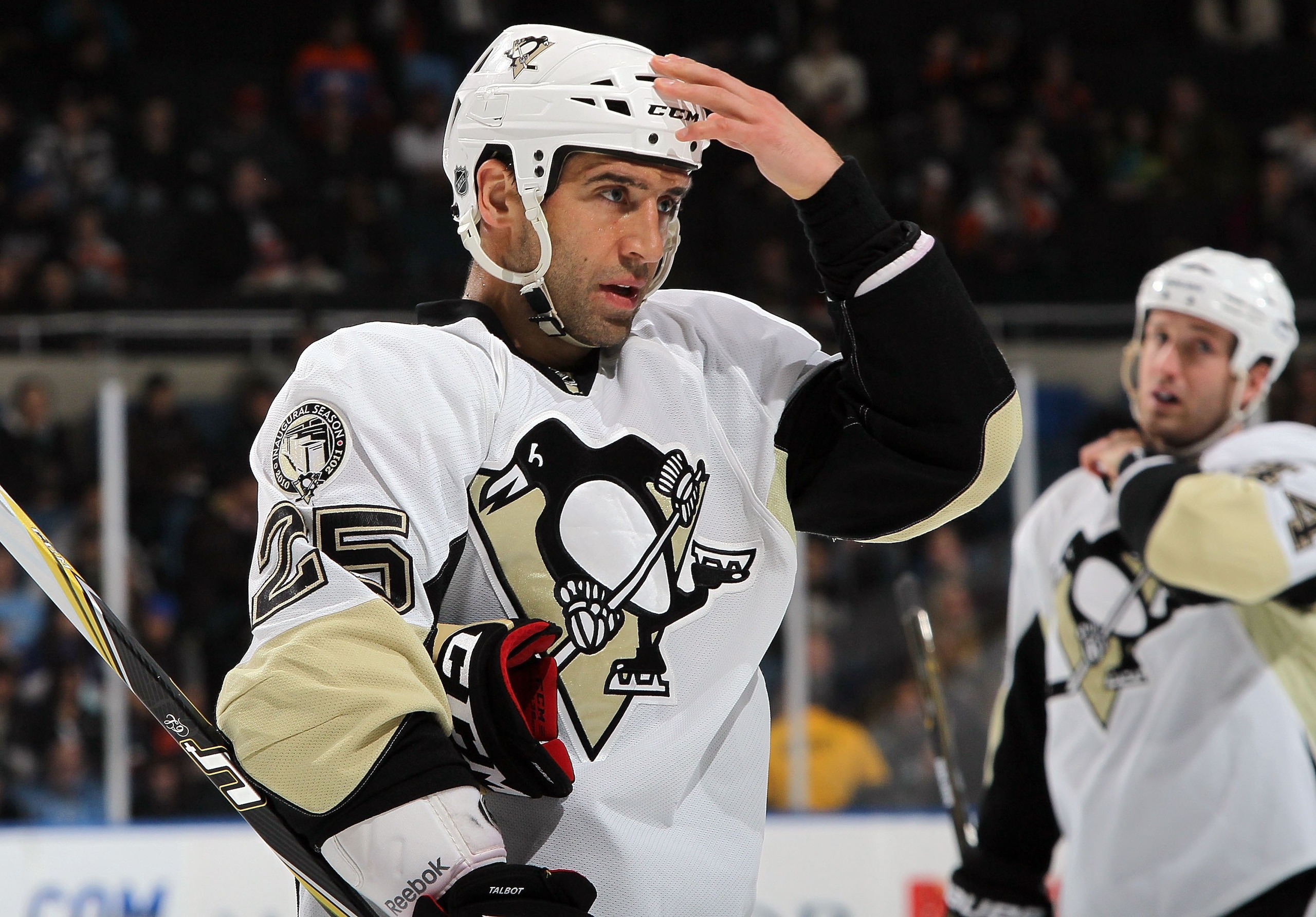 UNIONDALE, NY - FEBRUARY 11: Maxime Talbot #25 of the Pittsburgh Penguins skates against the New York Islanders on February 11, 2011 at Nassau Coliseum in Uniondale, New York. The Isles defeated the Pens 9-3. (Photo by Jim McIsaac/Getty Images) UNIONDALE, NY - FEBRUARY 11: Maxime Talbot #25 of the Pittsburgh Penguins skates against the New York Islanders on February 11, 2011 at Nassau Coliseum in Uniondale, New York. The Isles defeated the Pens 9-3. (Photo by Jim McIsaac/Getty Images)