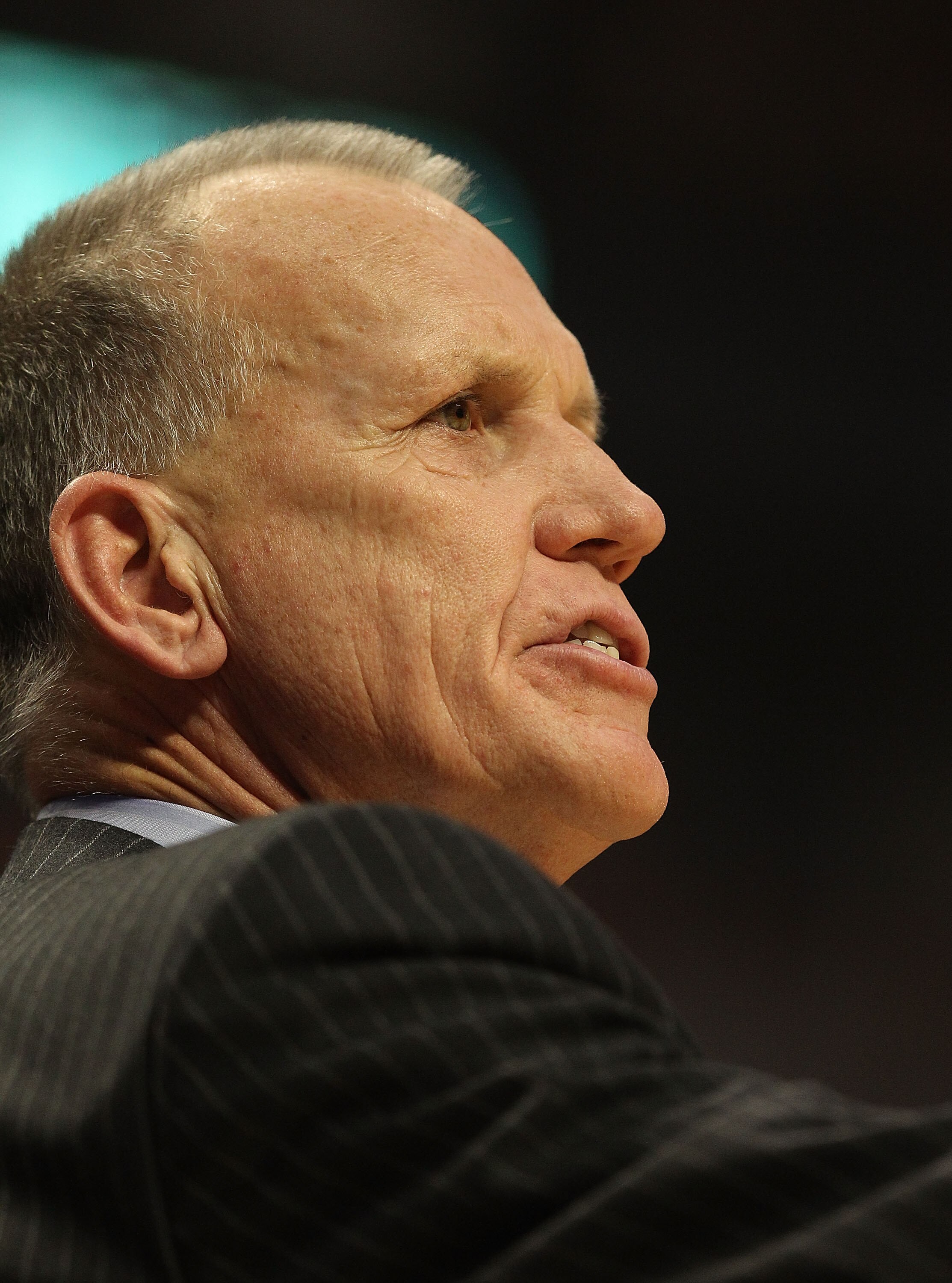 CHICAGO, IL - DECEMBER 21: Head coach Doug Collins of the Philadelphia 76ers gives instructions to his team against the Chicago Bulls at the United Center on December 21, 2010 in Chicago, Illinois. The Bulls defeated the 76ers 121-76. NOTE TO USER: User e