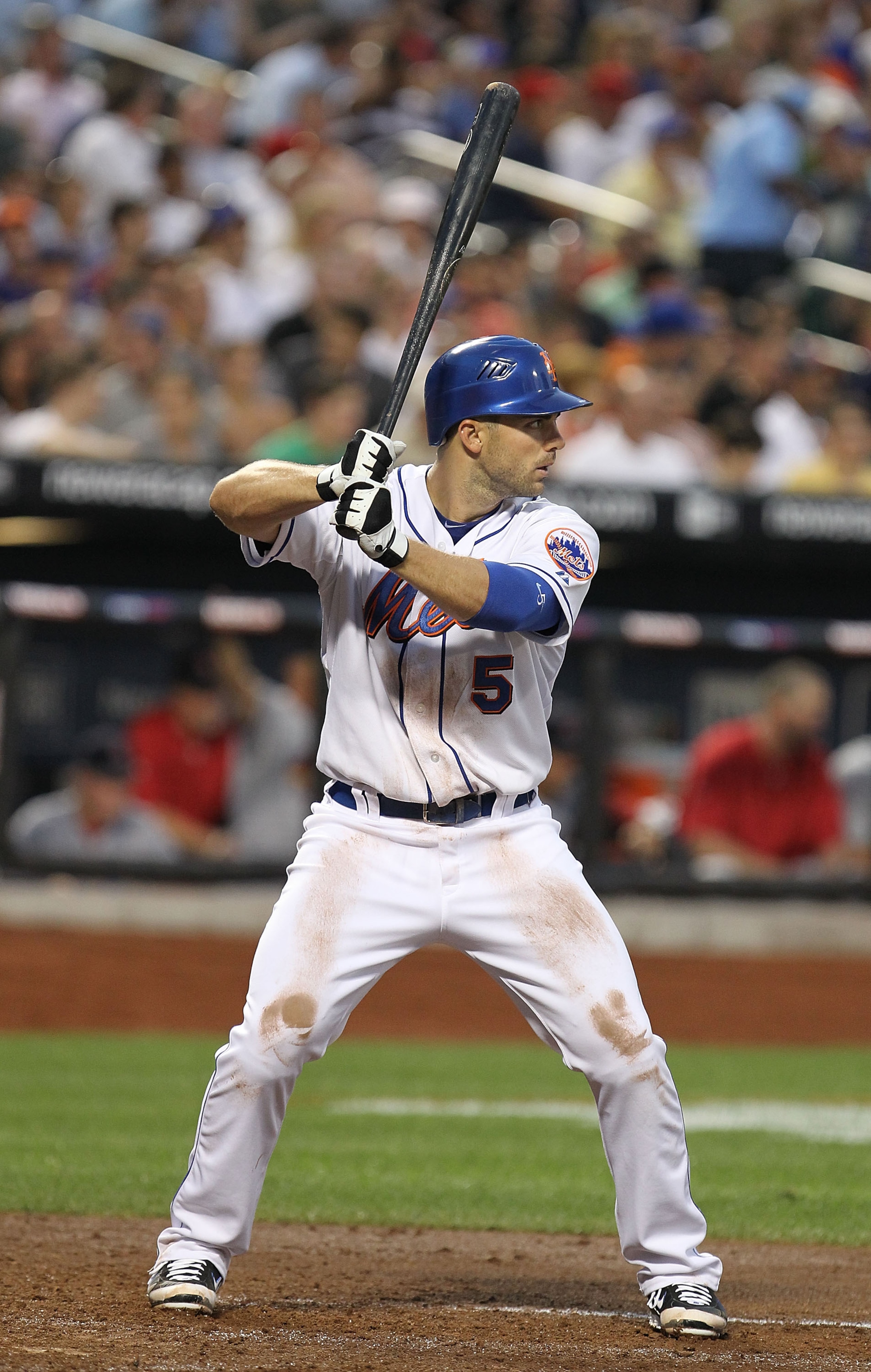 NEW YORK - JULY 27:  David Wright #5 of the New York Mets in action against the St. Louis Cardinals during their game on July 27, 2010 at Citi Field in the Flushing neighborhood of the Queens borough of New York City.  (Photo by Al Bello/Getty Images)