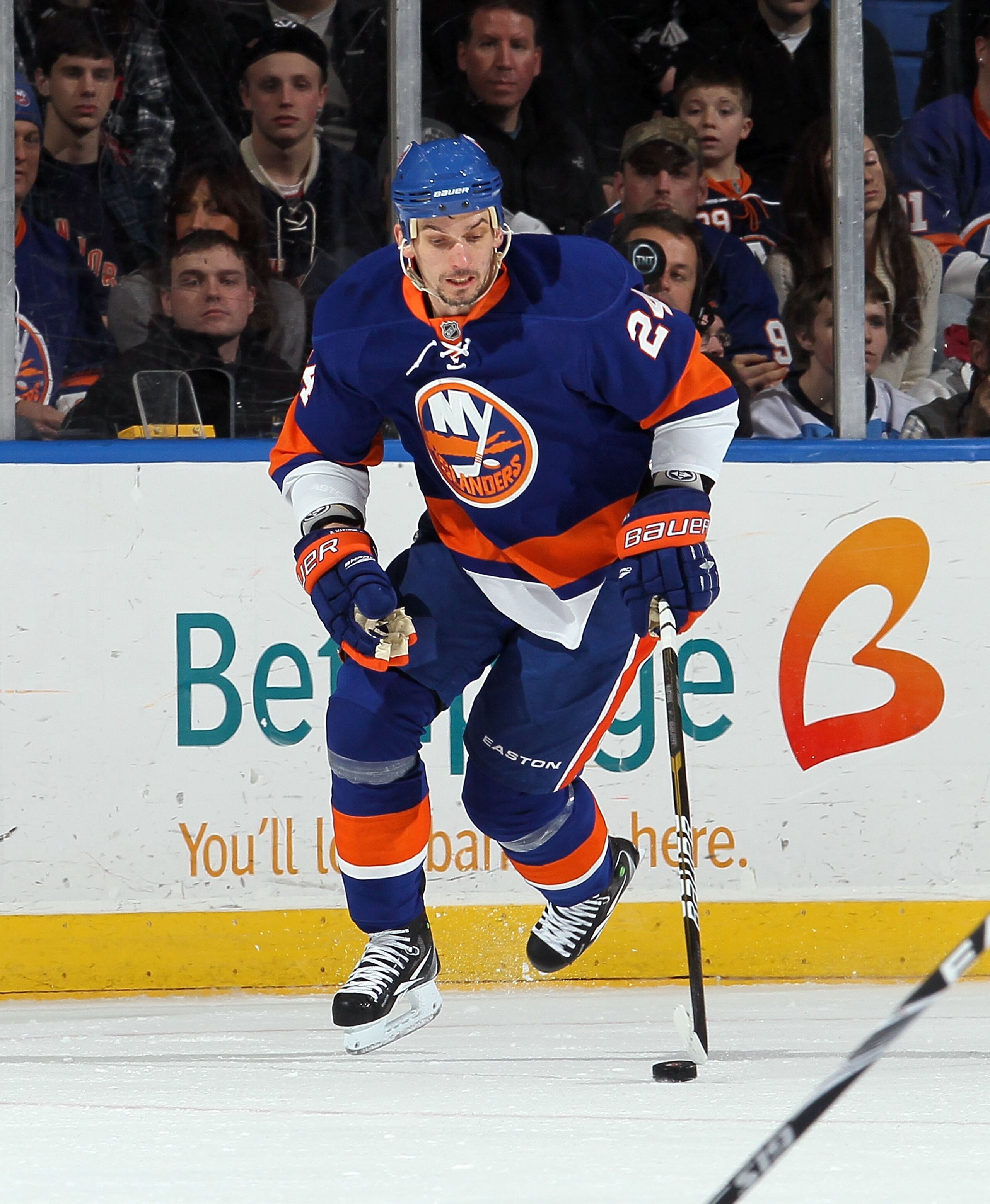 UNIONDALE, NY - FEBRUARY 11: Radek Martinek #24 of the New York Islanders skates against the Pittsburgh Penguins on February 11, 2011 at Nassau Coliseum in Uniondale, New York. The Isles defeated the Pens 9-3. (Photo by Jim McIsaac/Getty Images) UNIONDALE, NY - FEBRUARY 11: Radek Martinek #24 of the New York Islanders skates against the Pittsburgh Penguins on February 11, 2011 at Nassau Coliseum in Uniondale, New York. The Isles defeated the Pens 9-3. (Photo by Jim McIsaac/Getty Images)