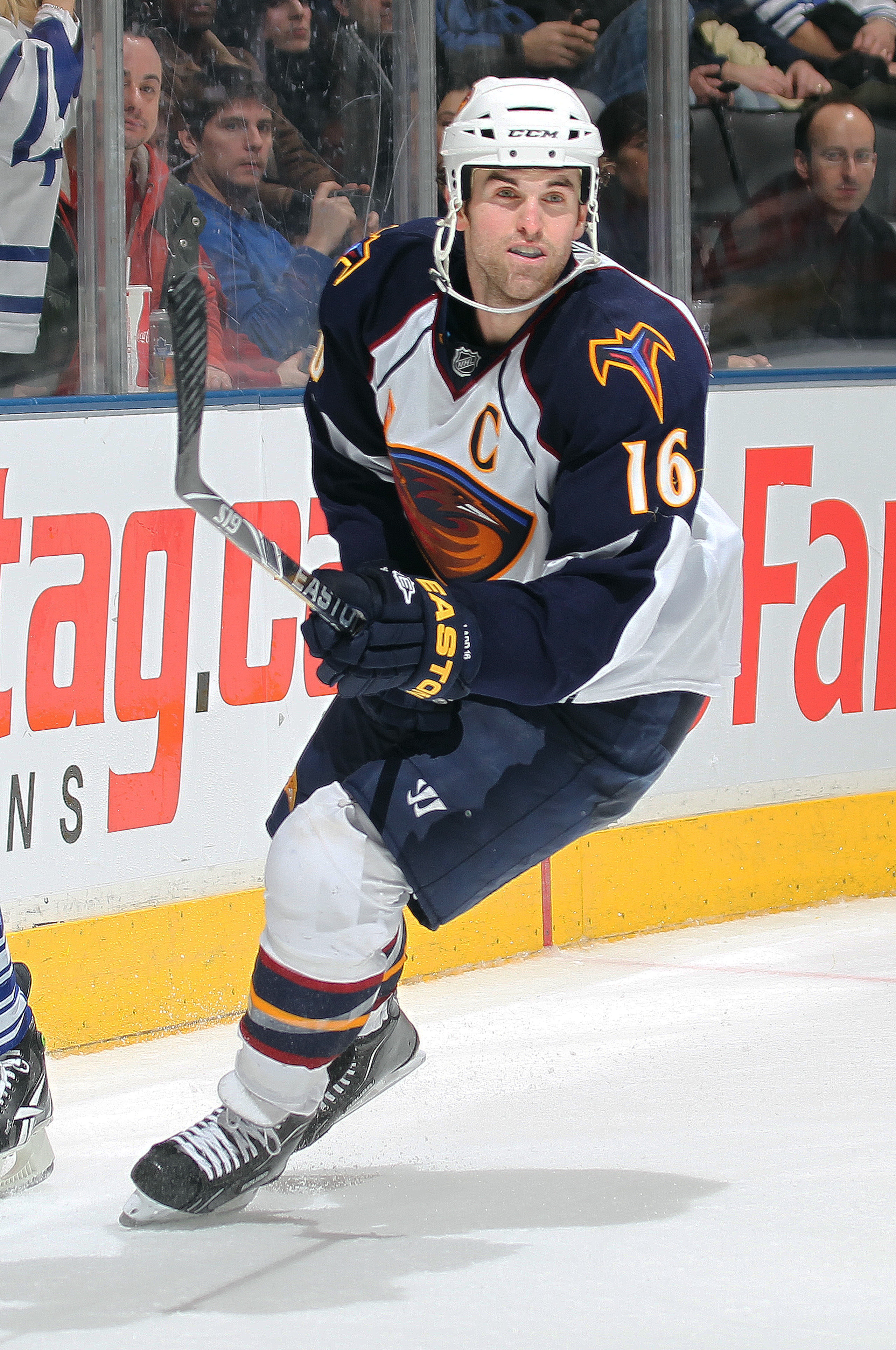TORONTO, CAN - FEBRUARY 7:  Andrew Ladd #16 of the Atlanta Thrashers skates in a game against the Toronto Maple Leafs on February 7, 2011 at the Air Canada Centre in Toronto, Canada. The Leafs defeated the Thrashers 5-4. (Photo by Claus Andersen/Getty Ima