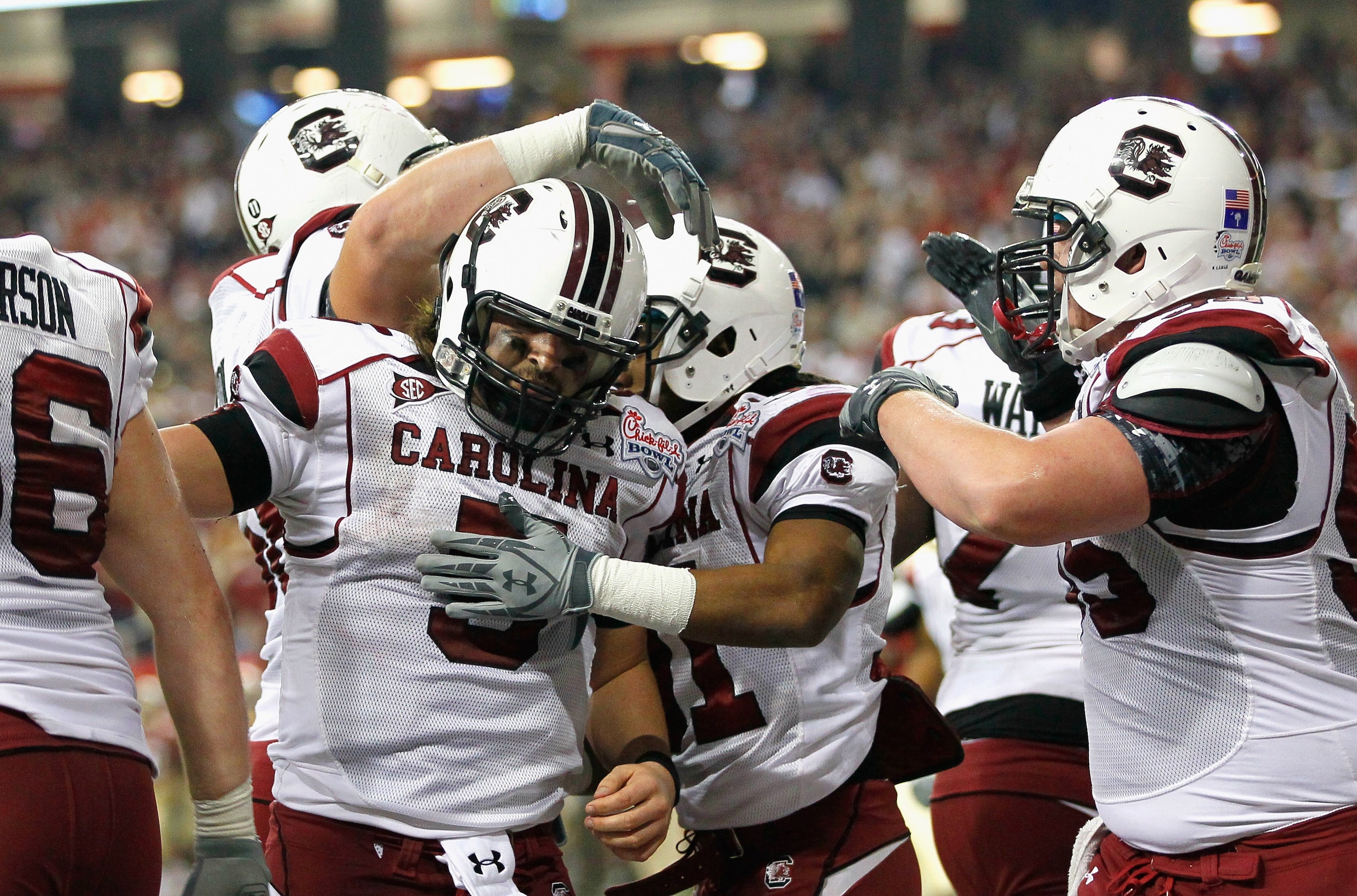 ATLANTA, GA - DECEMBER 31:  Stephen Garcia #5 of the South Carolina Gamecocks against the Florida State Seminoles during the 2010 Chick-fil-A Bowl at Georgia Dome on December 31, 2010 in Atlanta, Georgia.  (Photo by Kevin C. Cox/Getty Images)