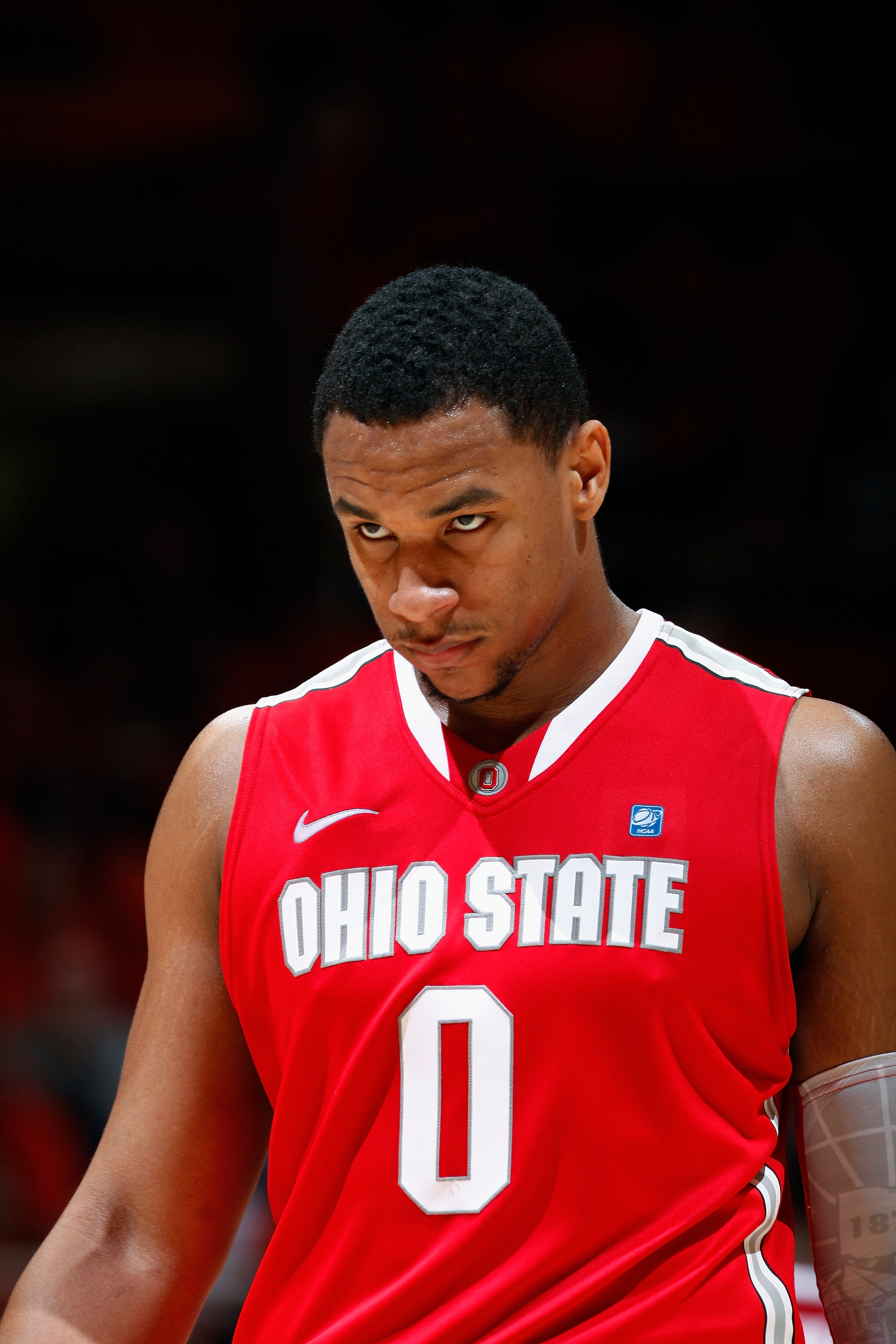 CHAMPAIGN, IL - JANUARY 22: Jared Sullinger #0 of the Ohio State Buckeyes looks on late in the game against the Illinois Fighting Illini at Assembly Hall on January 22, 2011 in Champaign, Illinois. Ohio State won 73-68. (Photo by Joe Robbins/Getty Images)