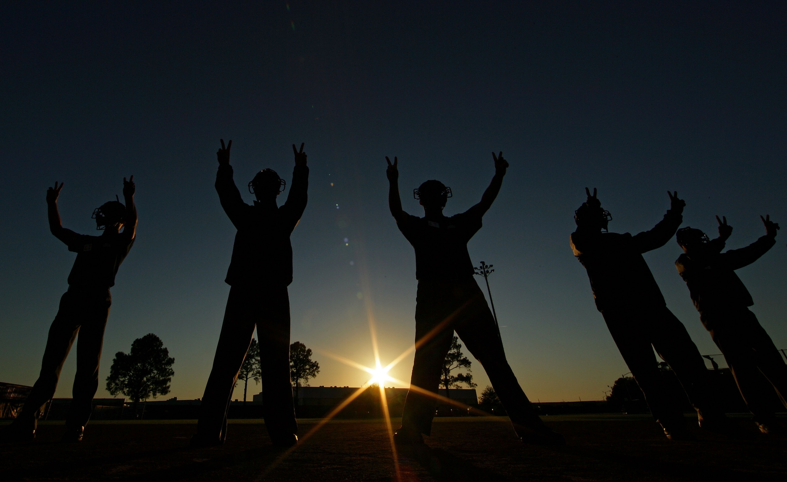 KISSIMMEE, FL - JANUARY 28:  Student Umpires perform a signal drill during the Jim Evans Academy of Professional Umpiring on January 28, 2011 at the Houston Astros Spring Training Complex  in Kissimmee, Florida.  Jim Evans was a Major League Umpire for 28