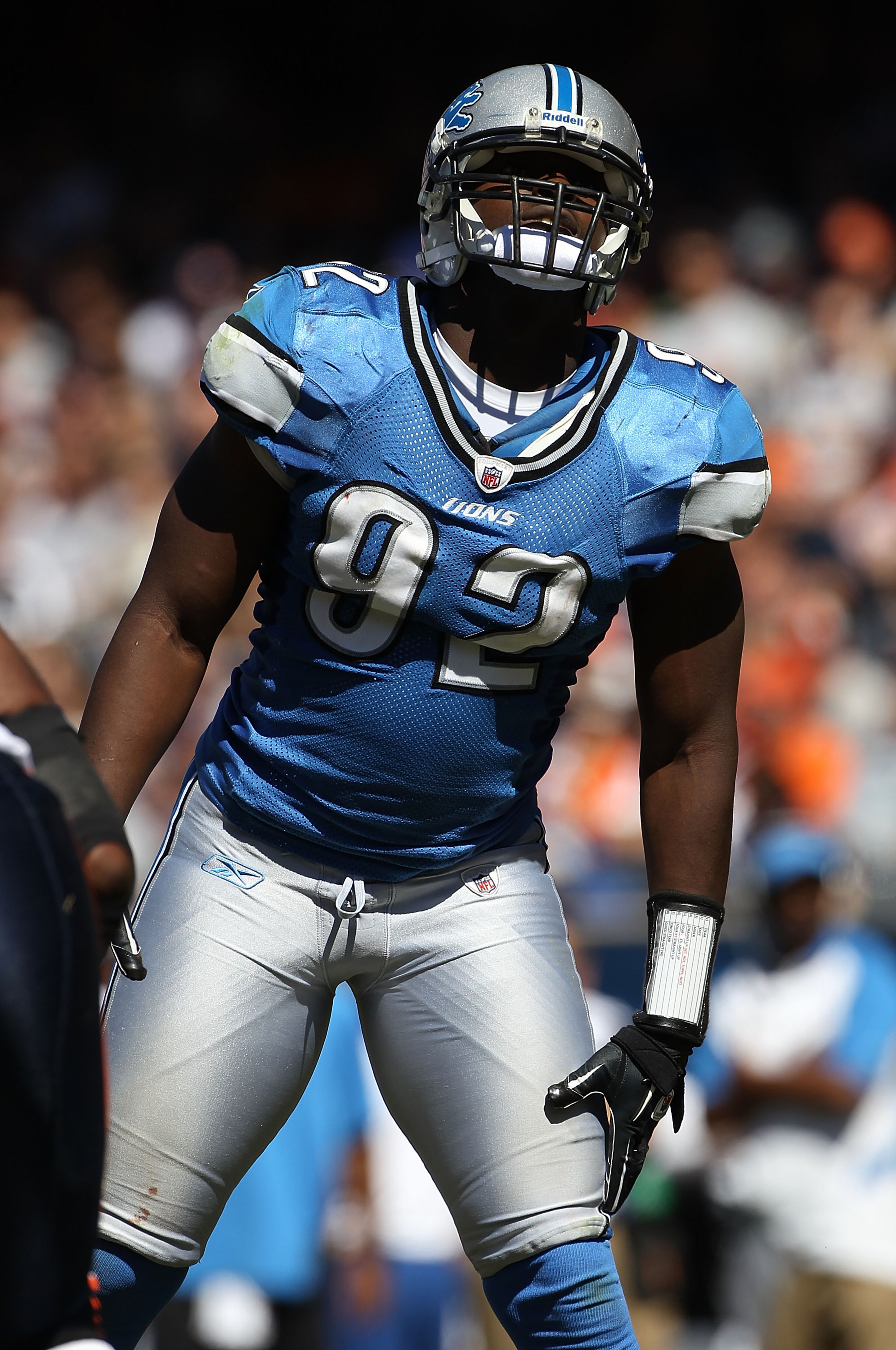 CHICAGO - SEPTEMBER 12: Ndamukong Suh #90 of the Detroit Lions awaits the start of play against the Chicago Bears during the NFL season opening game at Soldier Field on September 12, 2010 in Chicago, Illinois. The Bears defeated the Lions 19-14. (Photo by CHICAGO - SEPTEMBER 12: Ndamukong Suh #90 of the Detroit Lions awaits the start of play against the Chicago Bears during the NFL season opening game at Soldier Field on September 12, 2010 in Chicago, Illinois. The Bears defeated the Lions 19-14. (Photo by