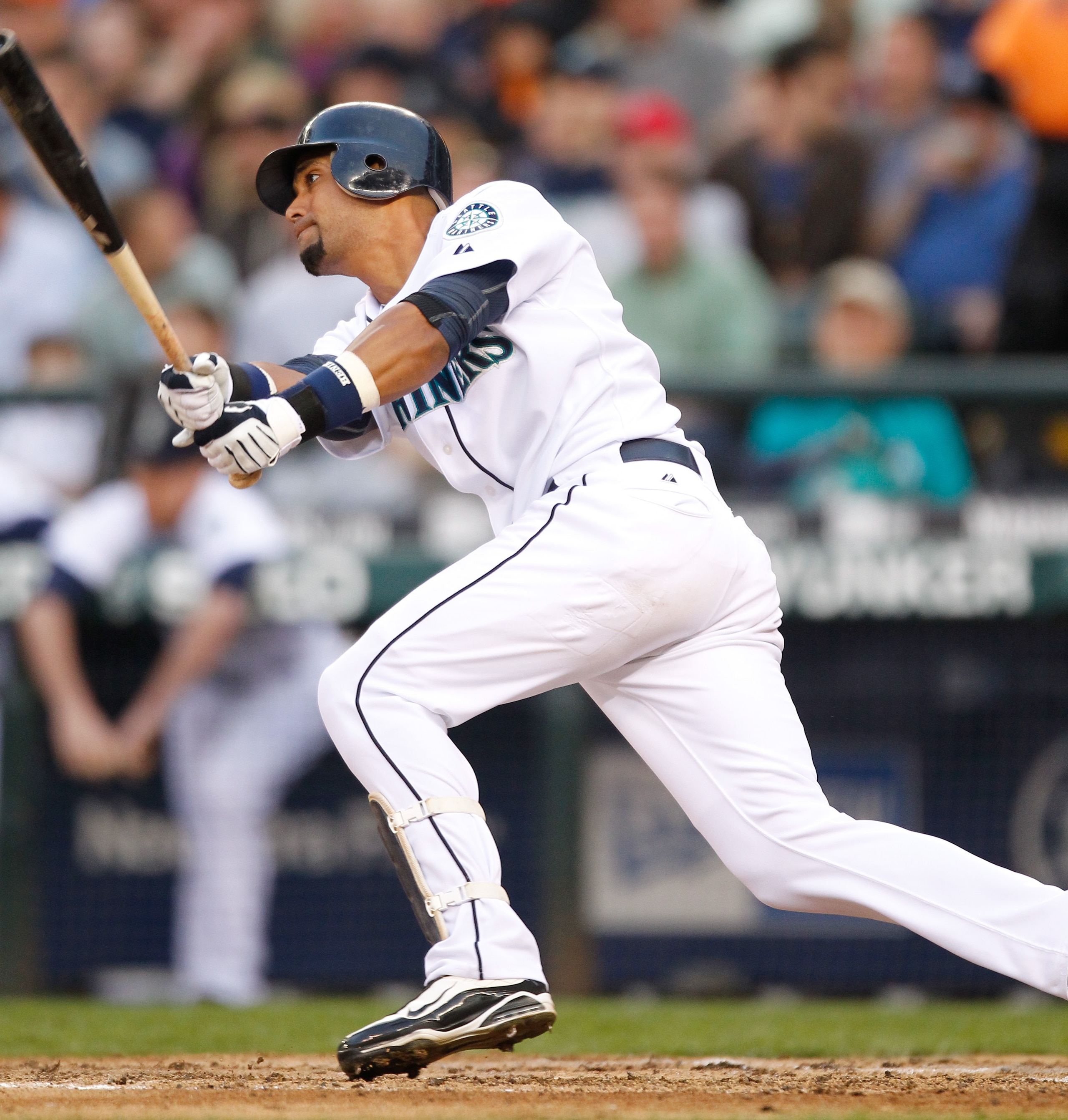 SEATTLE - JUNE 22:  Franklin Gutierrez #21 of the Seattle Mariners bats against the Chicago Cubs on June 22, 2010 at Safeco Field in Seattle, Washington. (Photo by Otto Greule Jr/Getty Images)