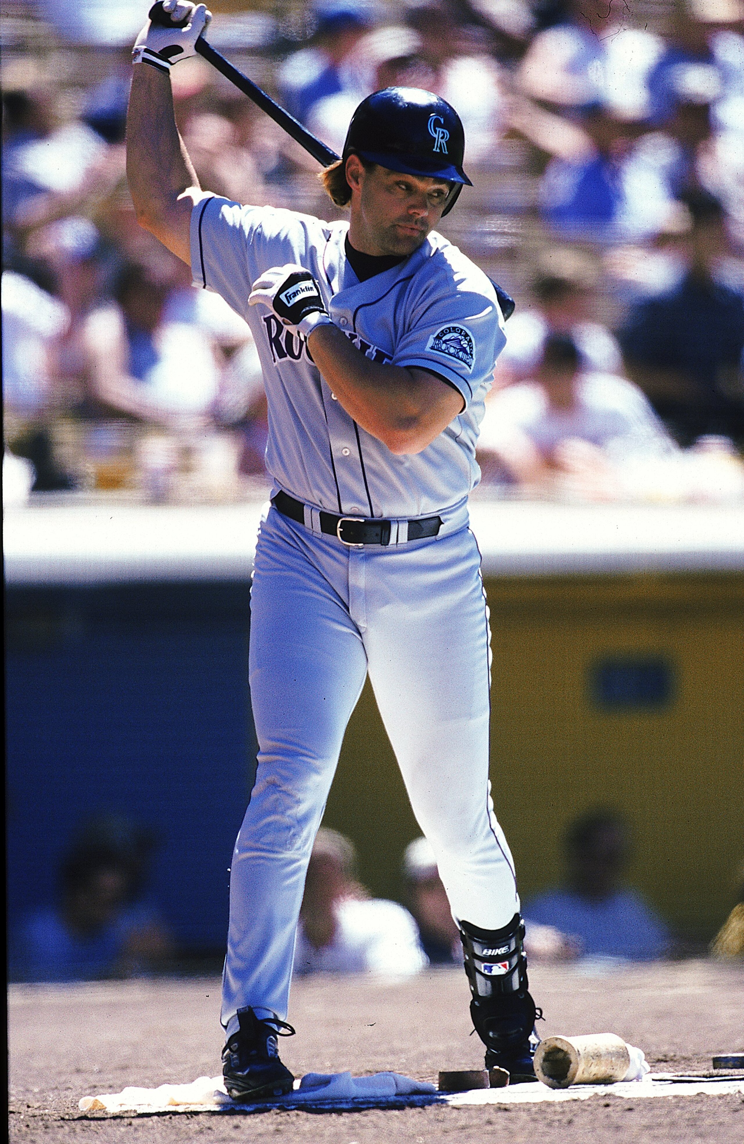 22 Jul 1999: Dante Bichette #10 of the Colorado Rockies stretches his arms as he warms up during the game against the Los Angeles Dodgers at the Dodger Stadium in Los Angeles, California. The Rockies defeated the Dodgers 4-1. 22 Jul 1999: Dante Bichette #10 of the Colorado Rockies stretches his arms as he warms up during the game against the Los Angeles Dodgers at the Dodger Stadium in Los Angeles, California. The Rockies defeated the Dodgers 4-1.