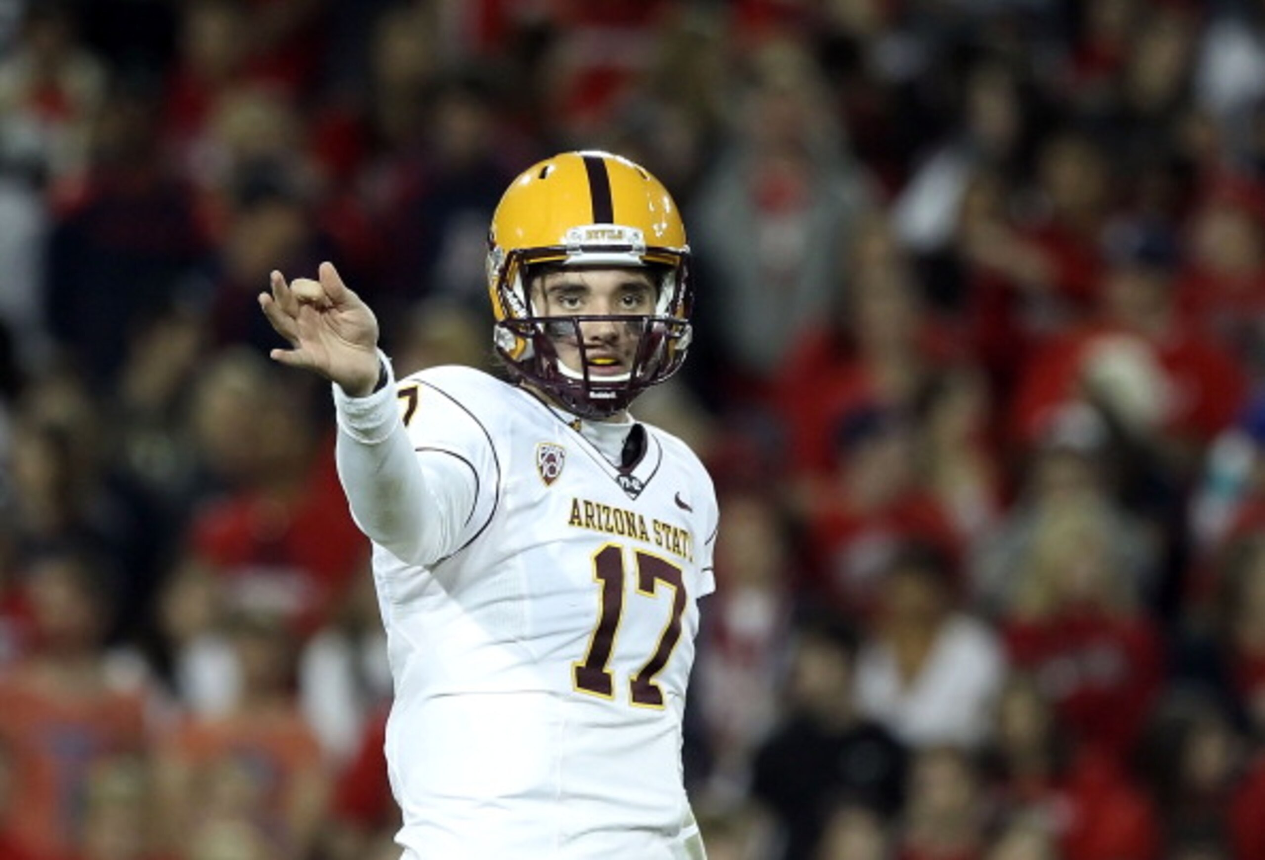 TUCSON, AZ - DECEMBER 02: Quarterback Brock Osweiler #17 of the Arizona State Sun Devils during the college football game at Arizona Stadium on December 2, 2010 in Tucson, Arizona. The Sun Devils defeated the Wildcats 30-29 in double overtime. (Photo by TUCSON, AZ - DECEMBER 02: Quarterback Brock Osweiler #17 of the Arizona State Sun Devils during the college football game at Arizona Stadium on December 2, 2010 in Tucson, Arizona. The Sun Devils defeated the Wildcats 30-29 in double overtime. (Photo by