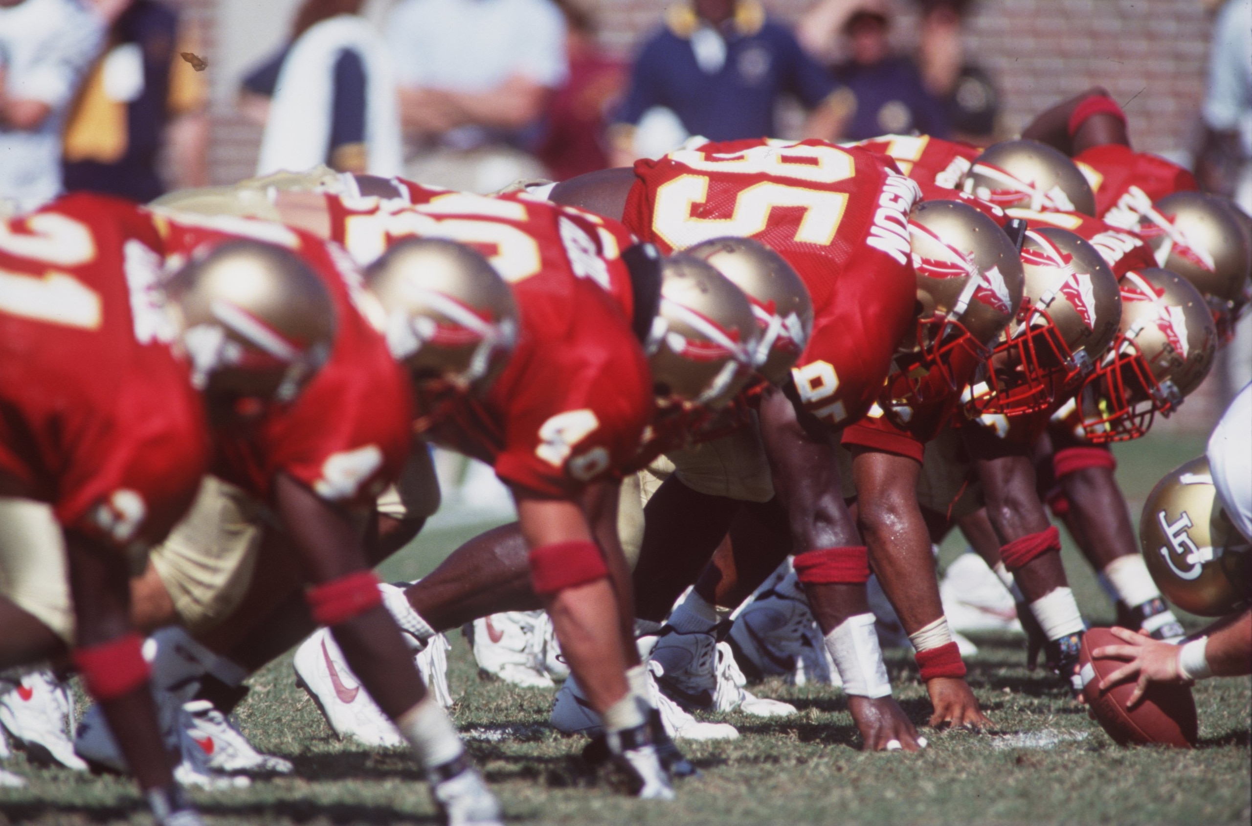 2 Oct 1993:  Defensive players of Florida St. University line up for a field goal block during a game against Georgia Tech during the Seminoles game at Doak S. Campbell Stadium in Tallahassee, Florida. Mandatory Credit: Scott Halleran/ALLSPORT