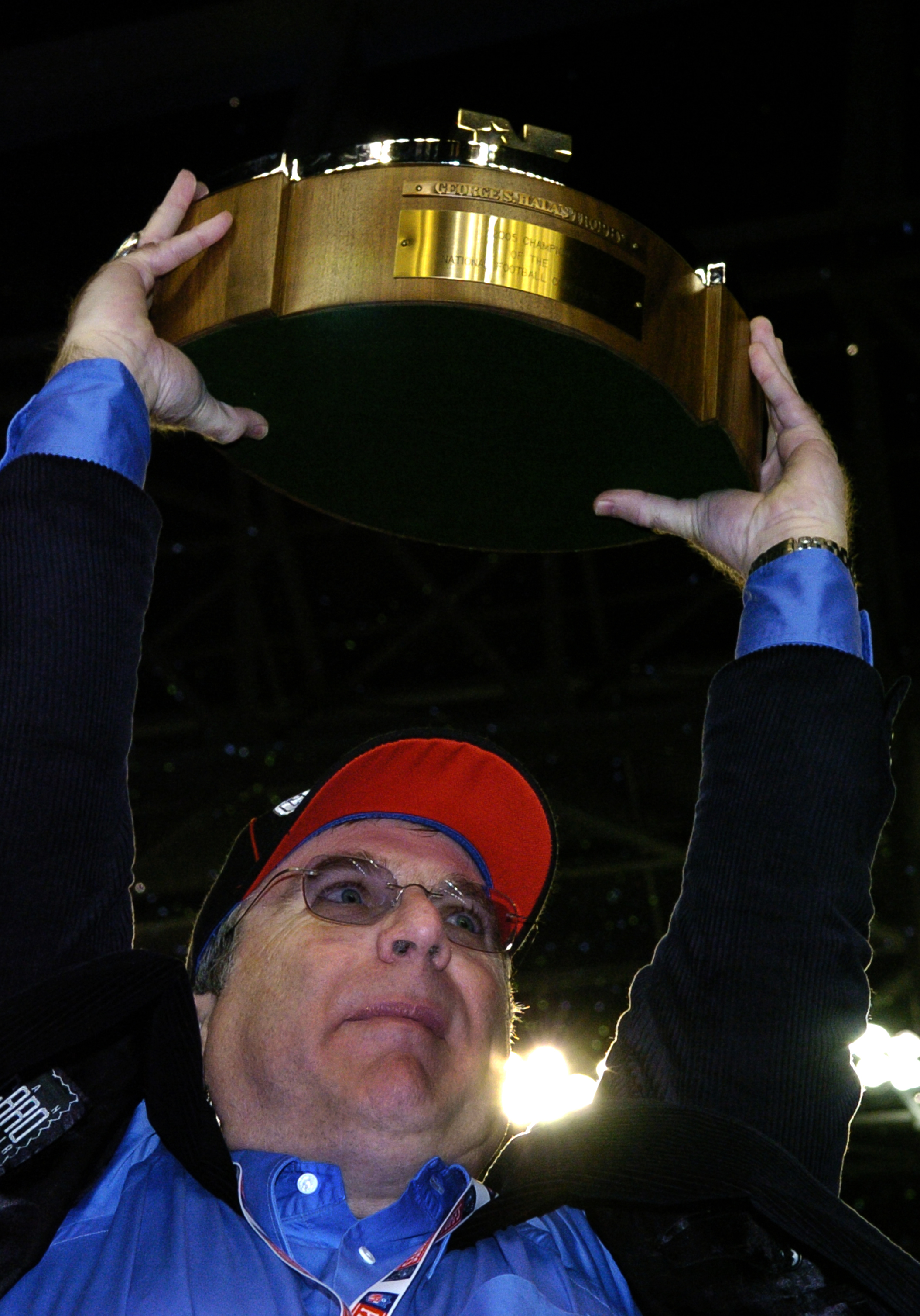 Seattle Seahawks chairman Paul G. Allen  celebrates a victroy over the Carolina Panthers in the NFC Championship game January 22, 2006 in Seattle.  (Photo by Al Messerschmidt/Getty Images)