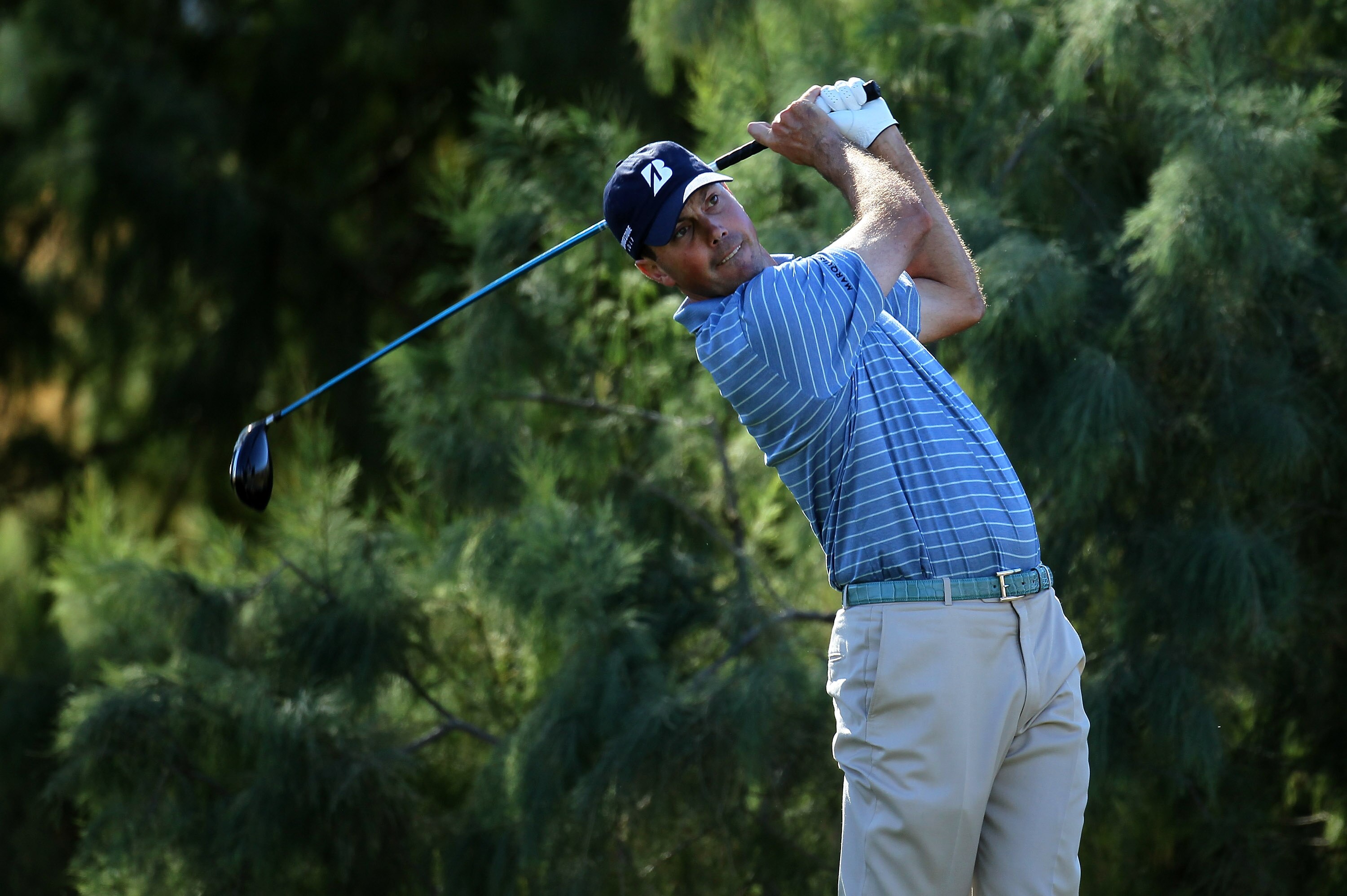 LA QUINTA, CA - JANUARY 21:  Matt Kuchar hits his tee shot on the 16th hole during round three of the Bob Hope Classic at the Nicklaus Private Course at PGA West on January 21, 2011 in La Quinta, California.  (Photo by Stephen Dunn/Getty Images)