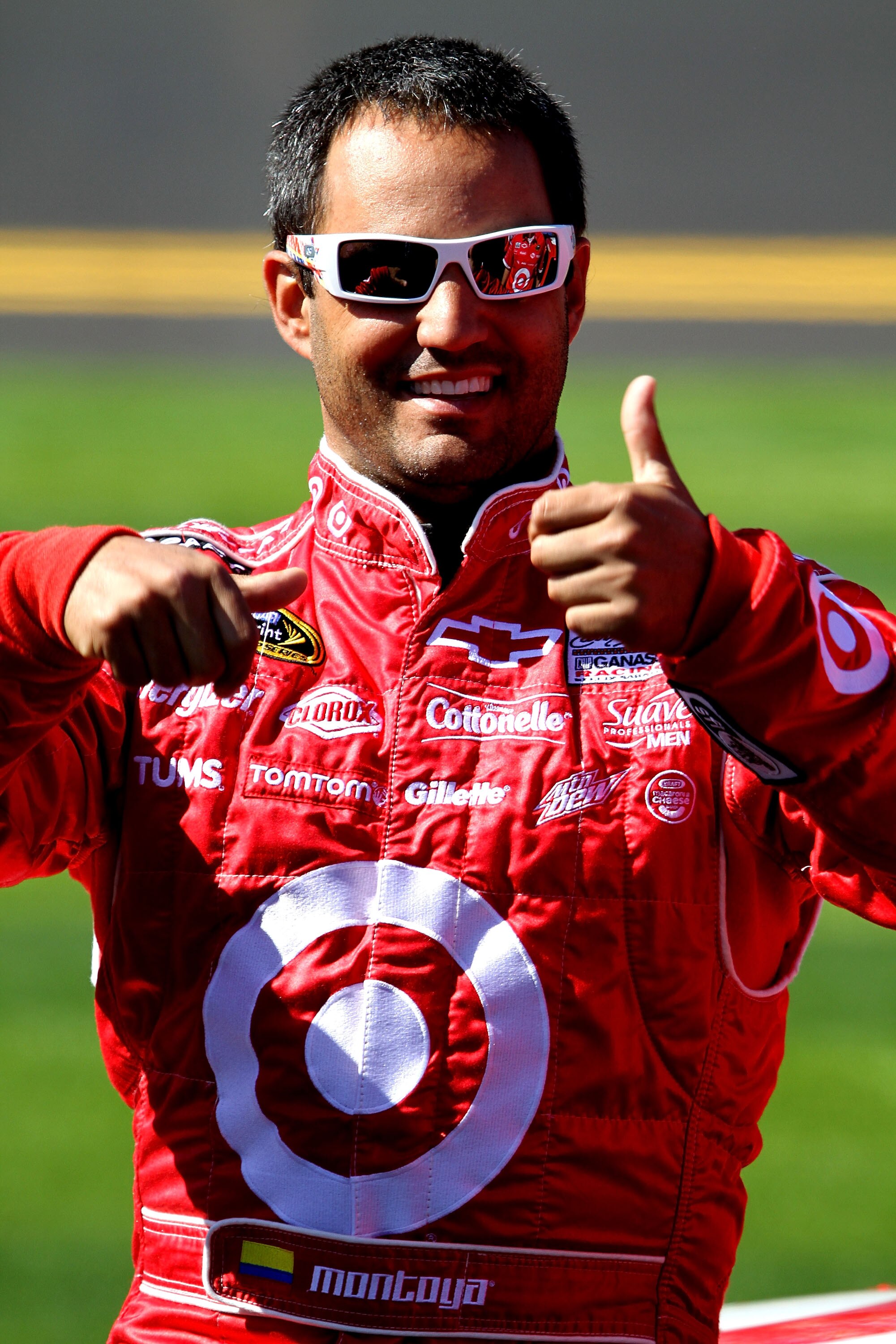 DAYTONA BEACH, FL - FEBRUARY 13:  Juan Pablo Montoya, driver of the #42 Target Chevrolet, looks on during qualifying for the NASCAR Sprint Cup Series Daytona 500 at Daytona International Speedway on February 13, 2011 in Daytona Beach, Florida.  (Photo by