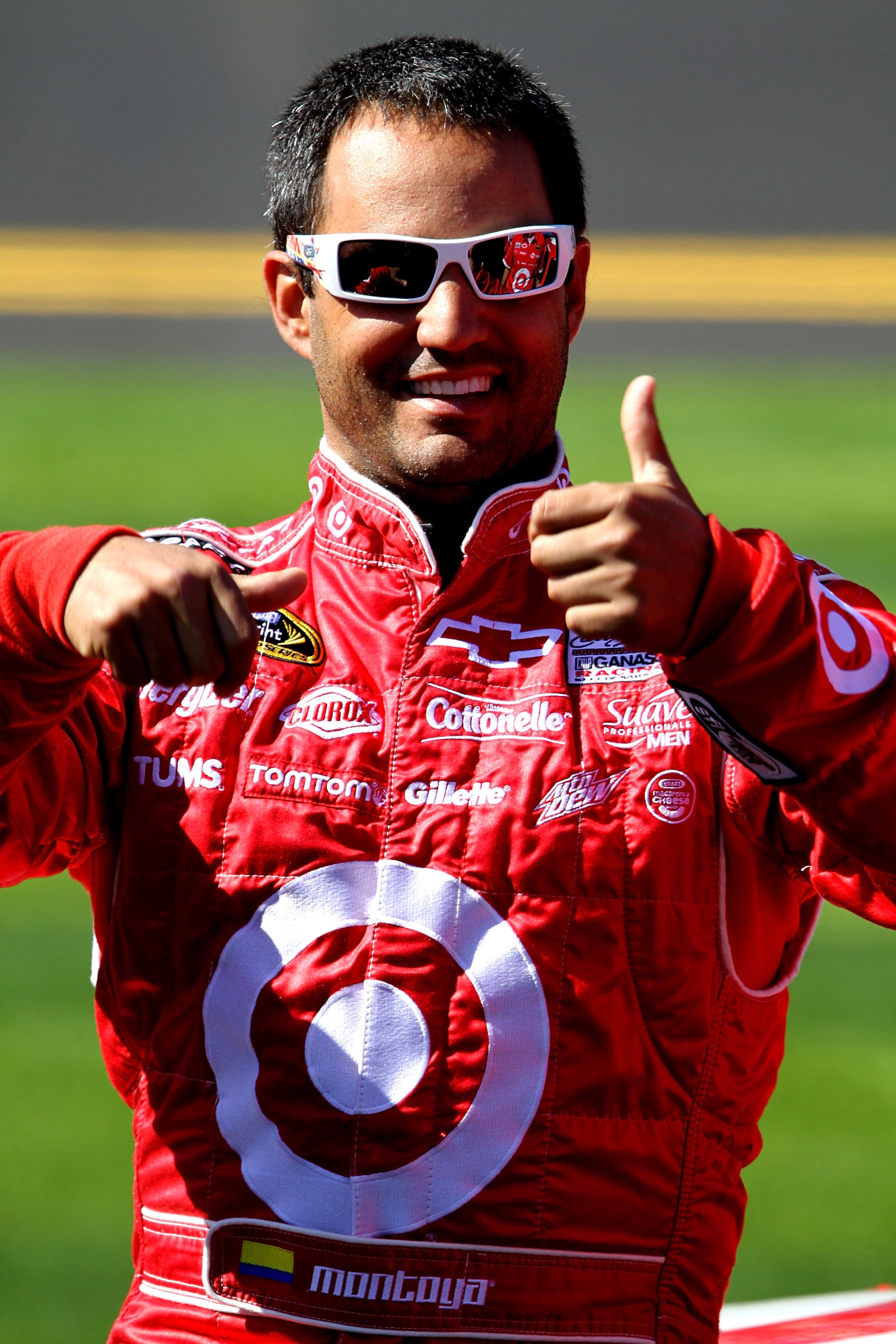 DAYTONA BEACH, FL - FEBRUARY 13:  Juan Pablo Montoya, driver of the #42 Target Chevrolet, looks on during qualifying for the NASCAR Sprint Cup Series Daytona 500 at Daytona International Speedway on February 13, 2011 in Daytona Beach, Florida.  (Photo by