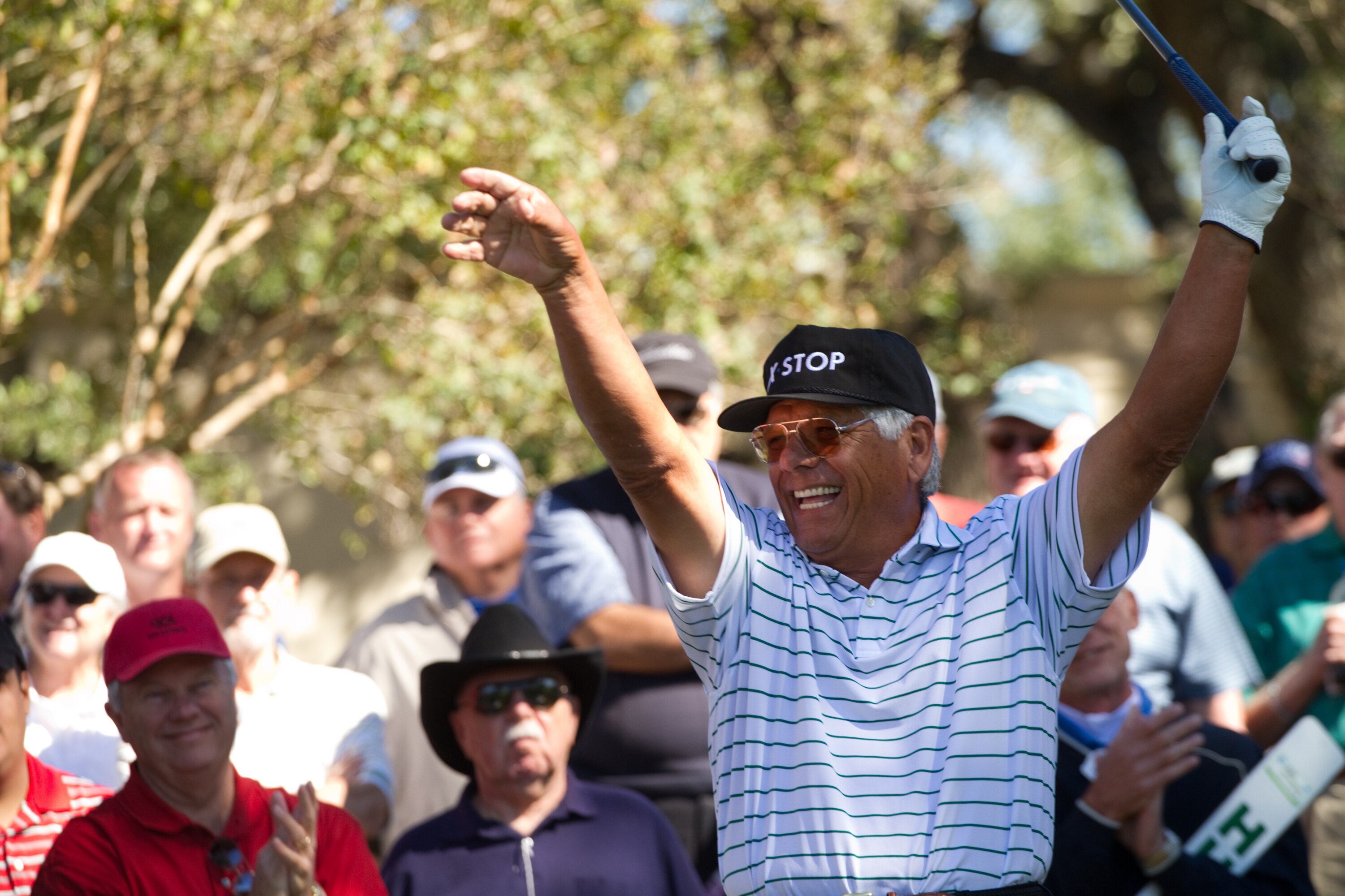SAN ANTONIO, TX - OCTOBER 30: Lee Trevino prepares to tee off during the second round of the AT&T Championship at Oak Hills Country Club on October 30, 2010 in San Antonio, Texas. (Photo by Darren Carroll/Getty Images)