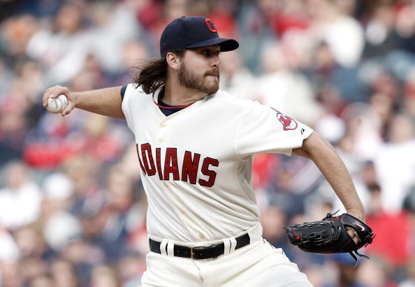 CLEVELAND, OH- APRIL 12: Chris Perez #54 of the Cleveland Indians pitches against the Texas Rangers during the Opening Day game on April 12, 2010 at Progressive Field in Cleveland, Ohio.  (Photo by Jared Wickerham/Getty Images)